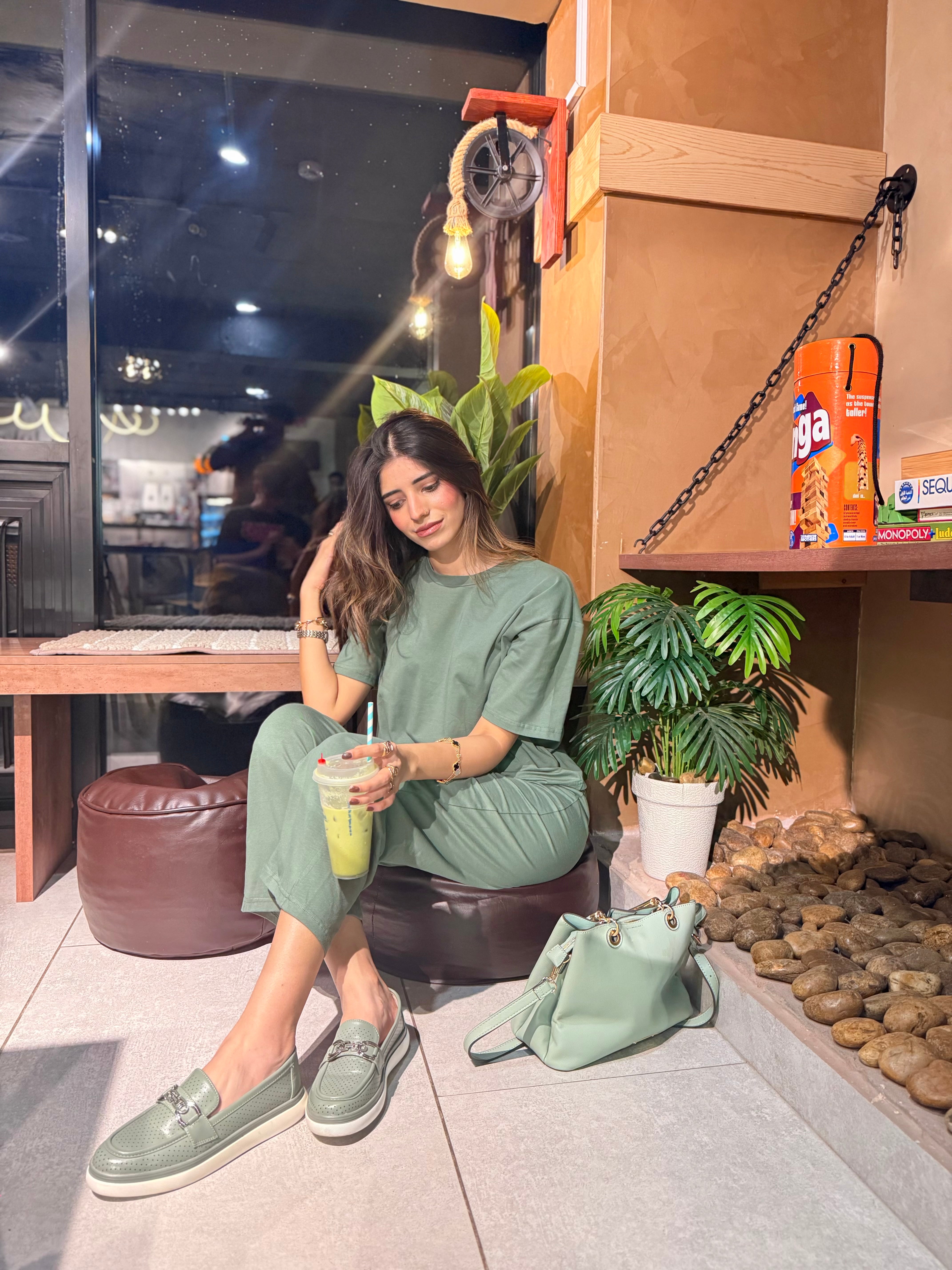 Olive Green Jersey Co-ord Set