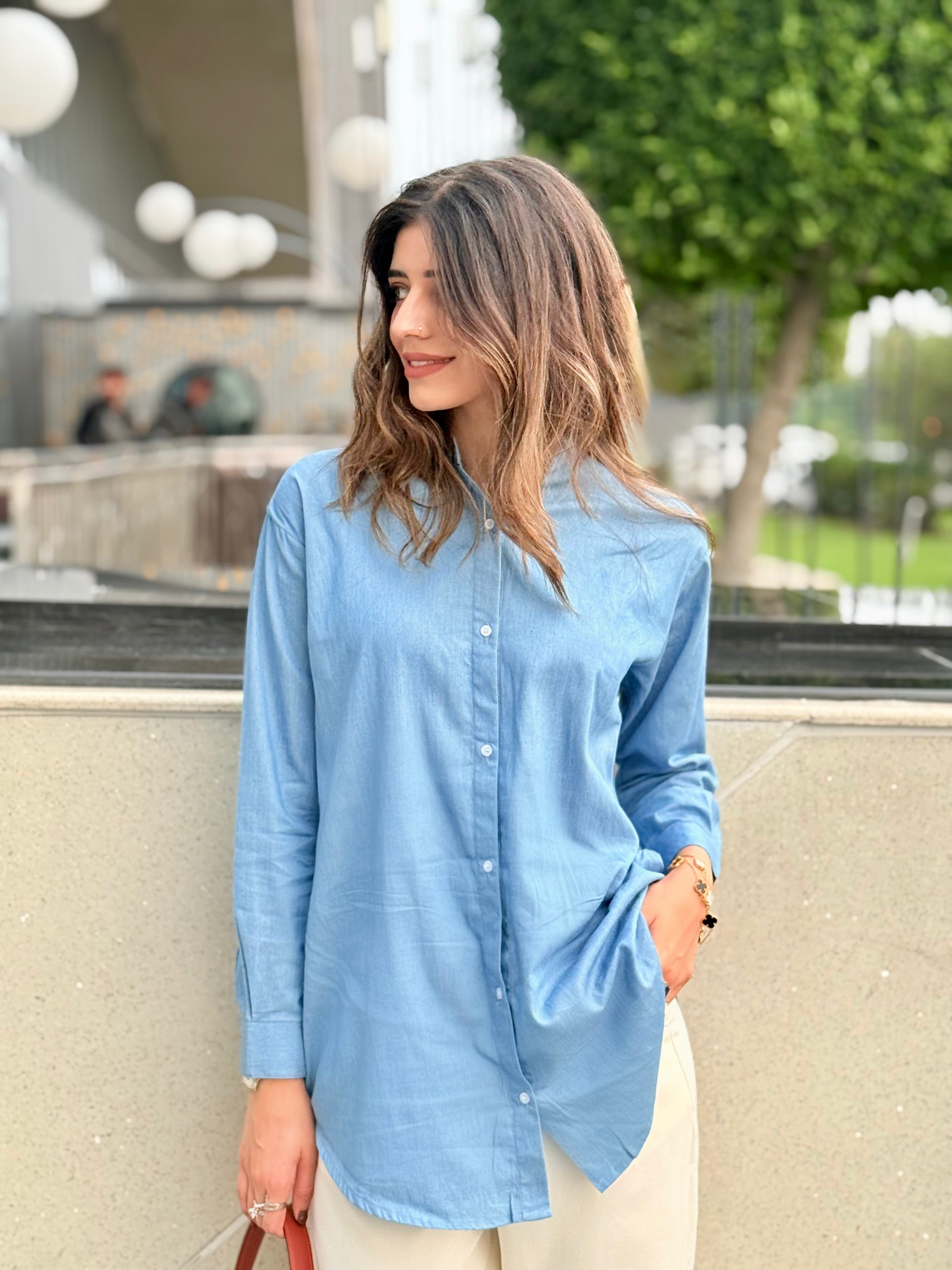 Classic Denim Button Down Top
