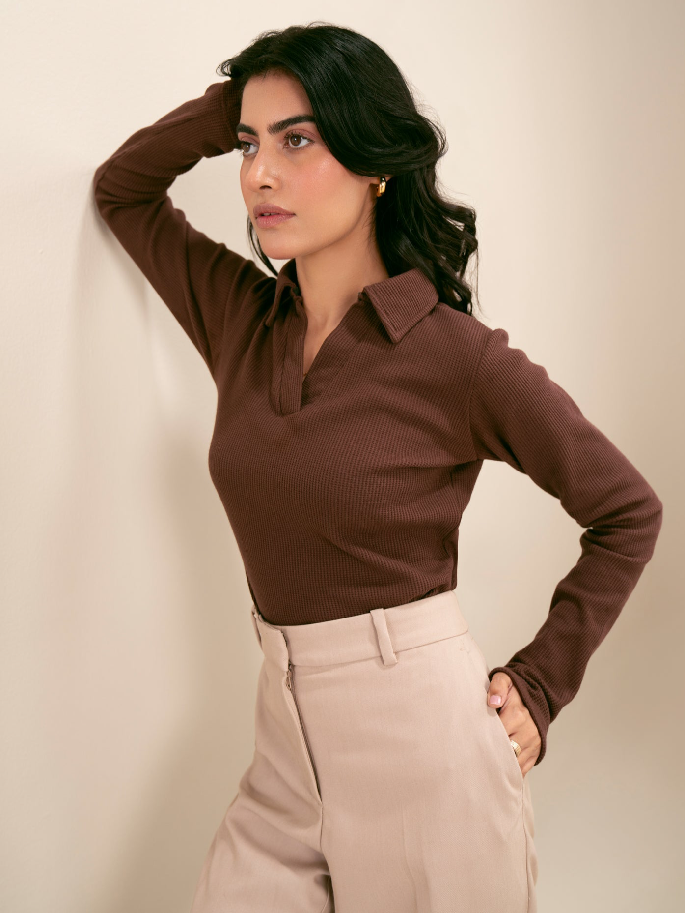 Waffle Chocolate Brown Revere Polo Shirt