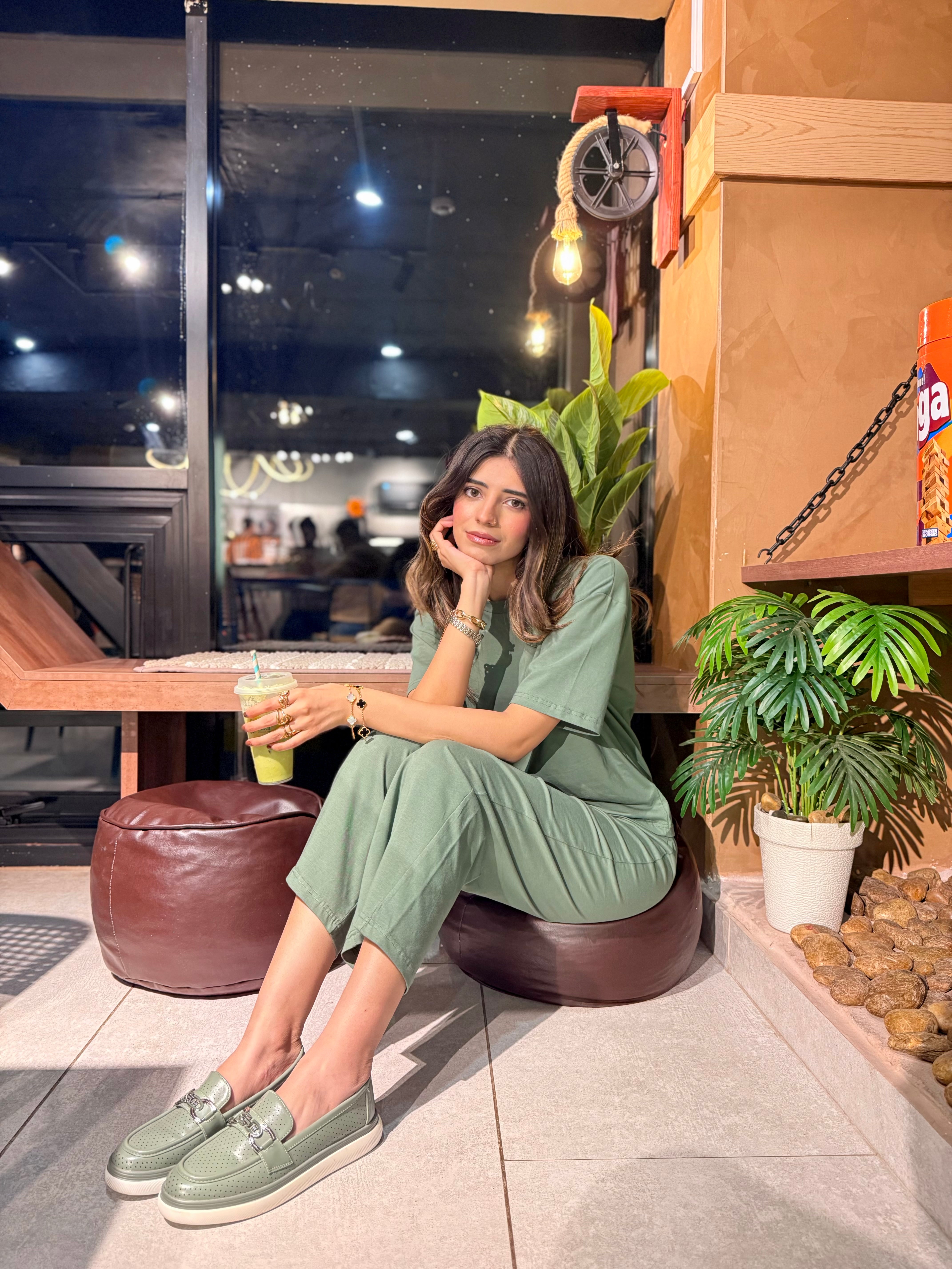 Olive Green Jersey Co-ord Set