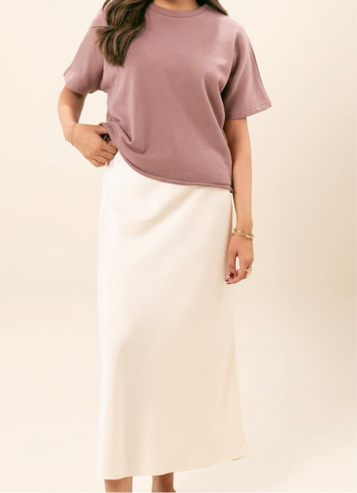 Off White Satin Silk Skirt