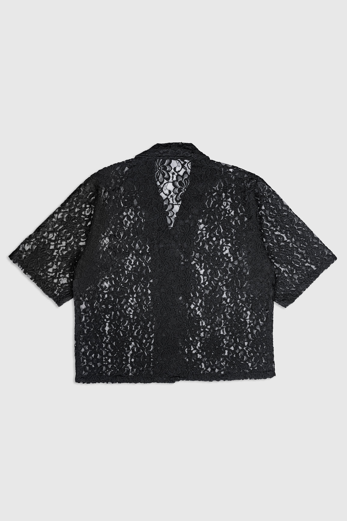 Black Net Boxy Button Down