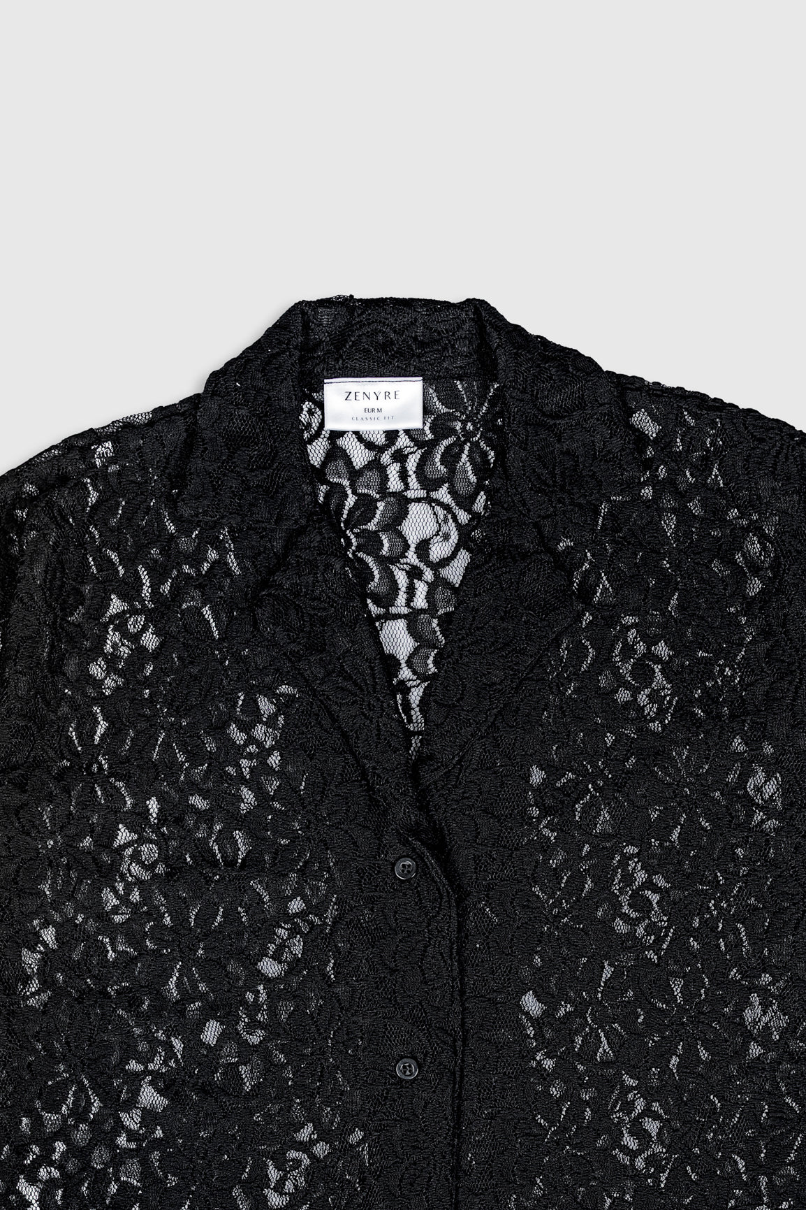 Black Net Boxy Button Down