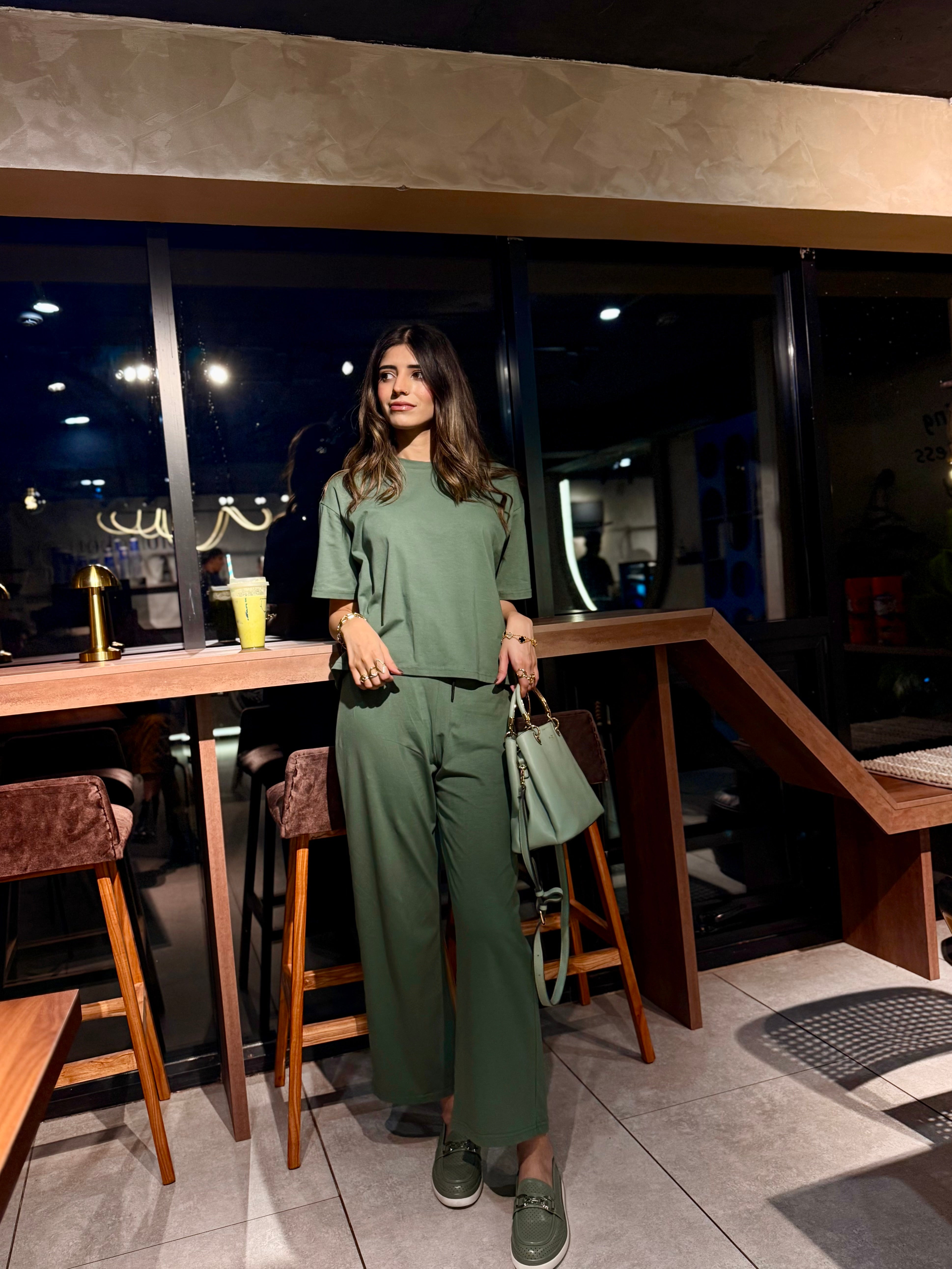 Olive Green Jersey Co-ord Set
