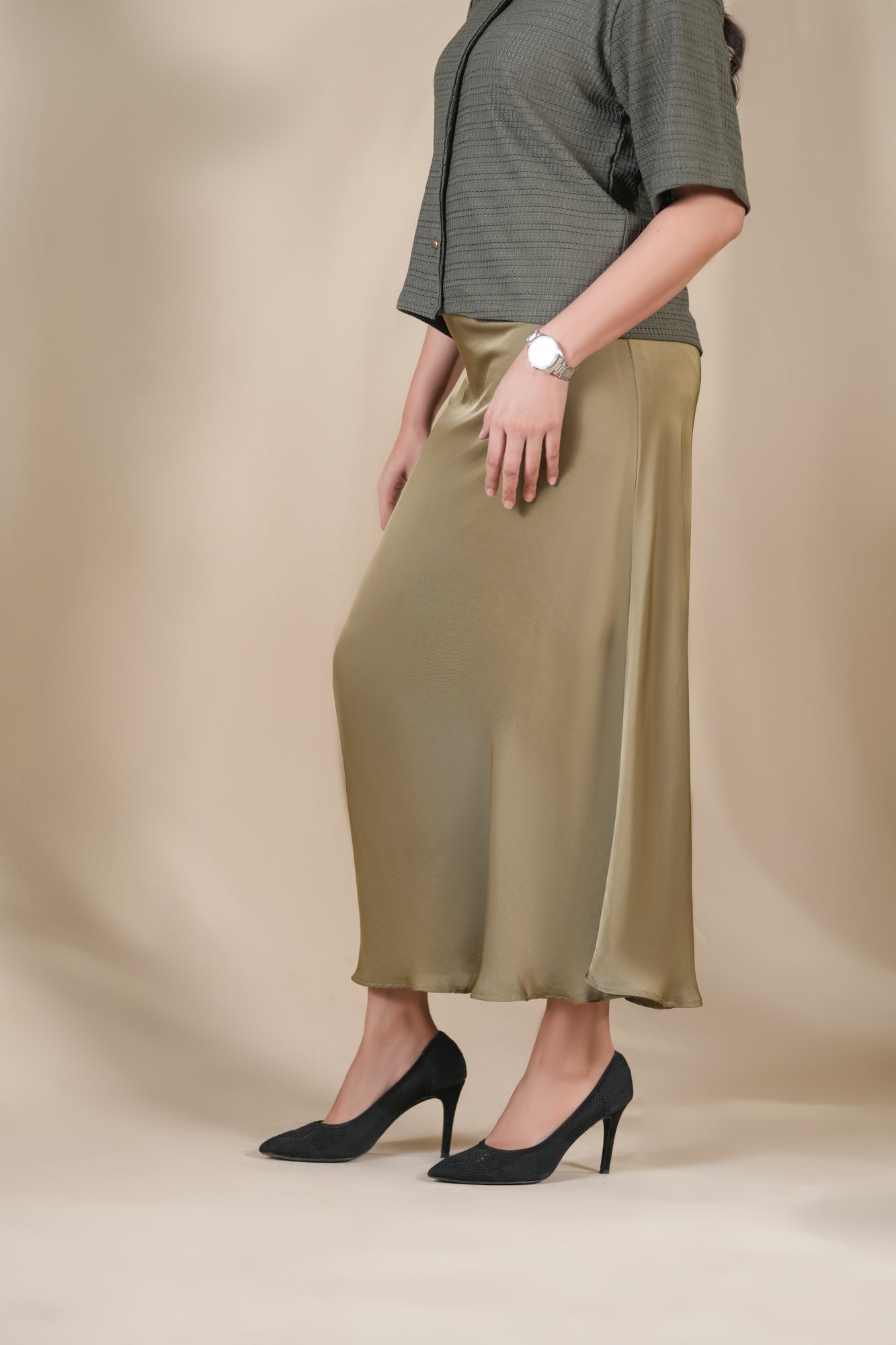Bronze Satin Silk Skirt