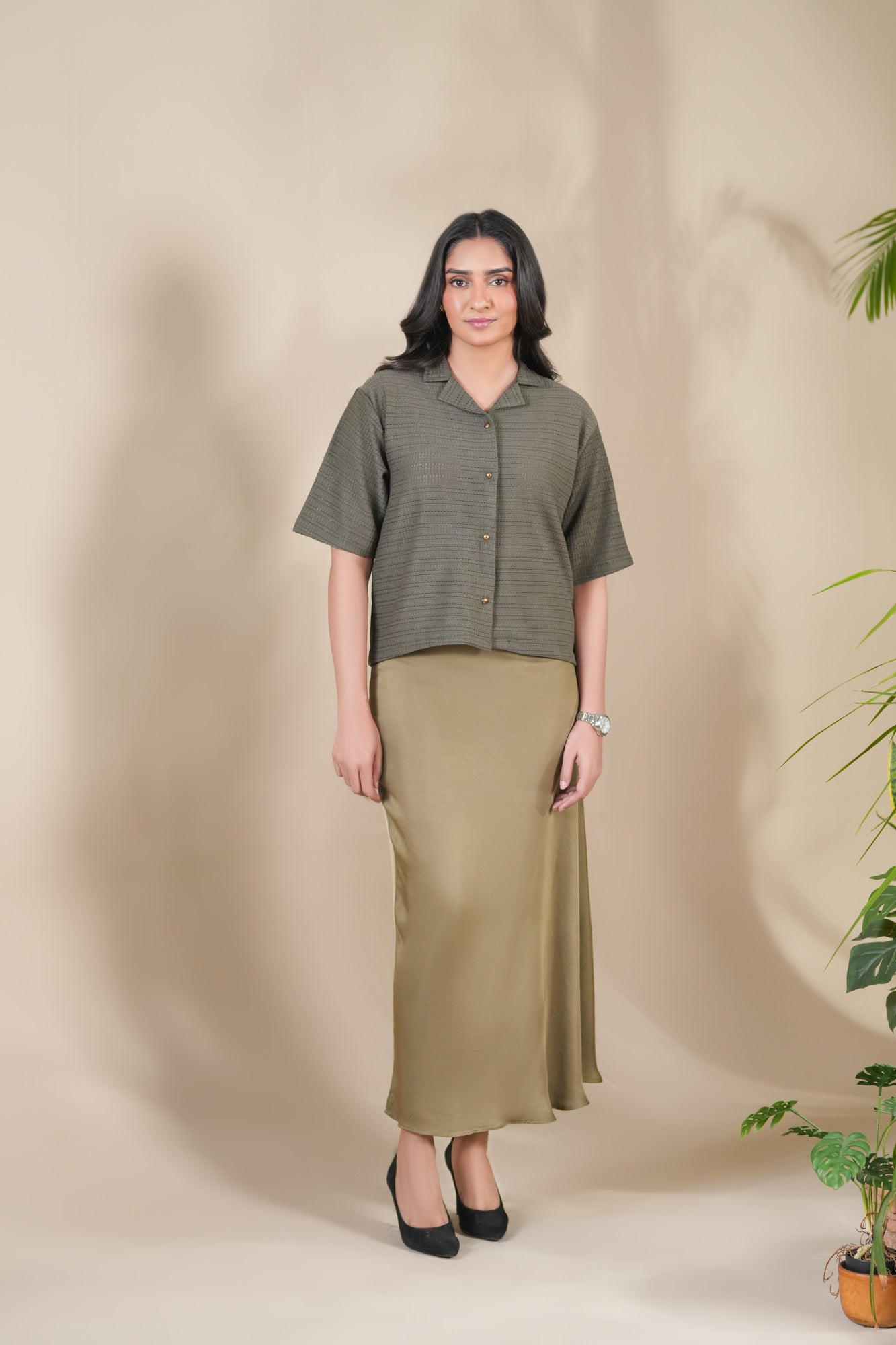 Bronze Satin Silk Skirt