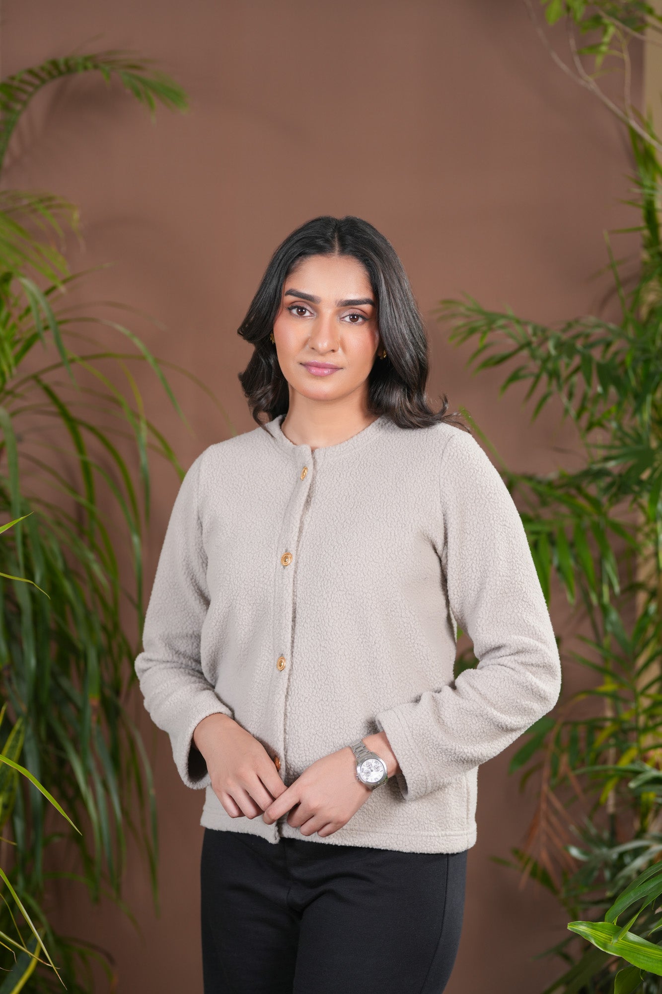 Beige Sherpa Button Down