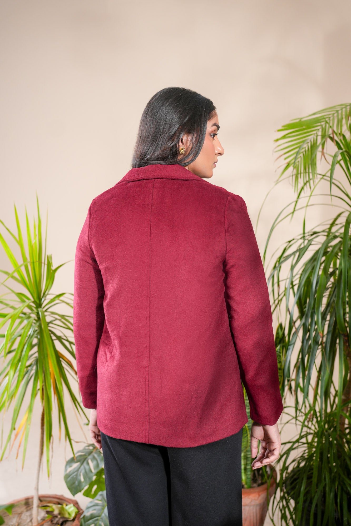 Maroon Short Wool Coat
