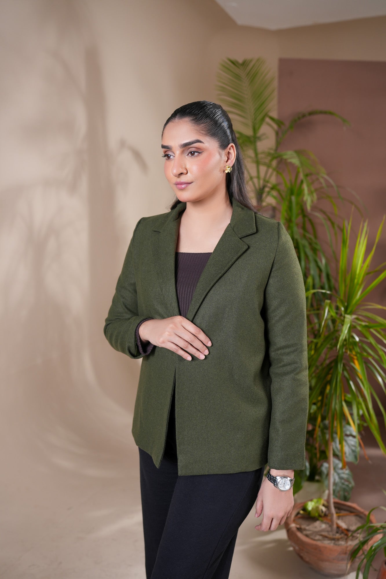 Olive Short Wool Coat