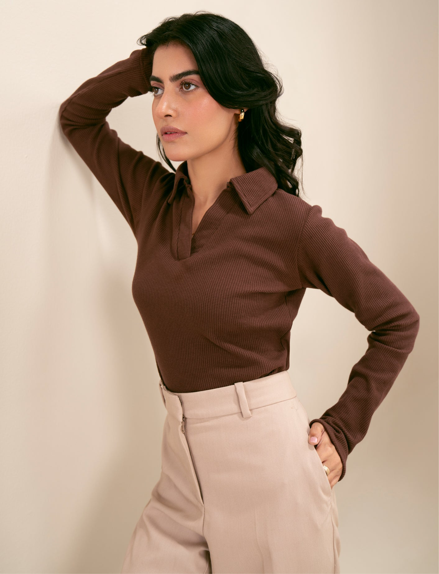 Waffle Chocolate Brown Revere Polo Shirt