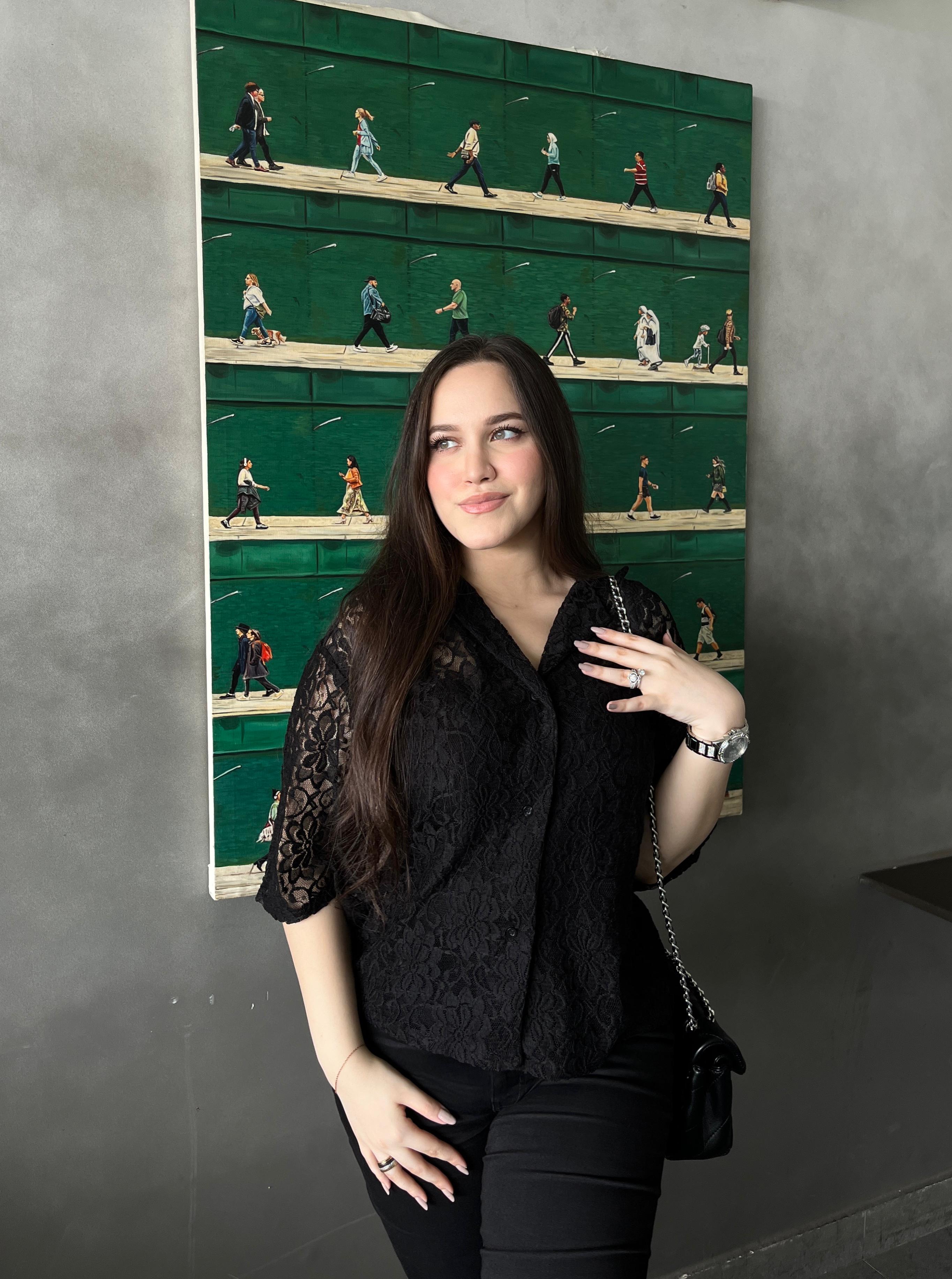 Black Net Boxy Button Down