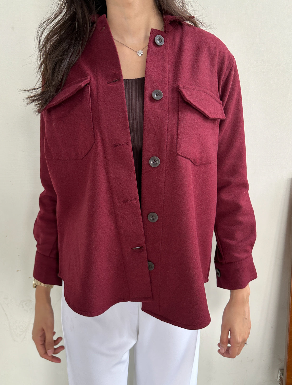 Maroon Wool Shacket