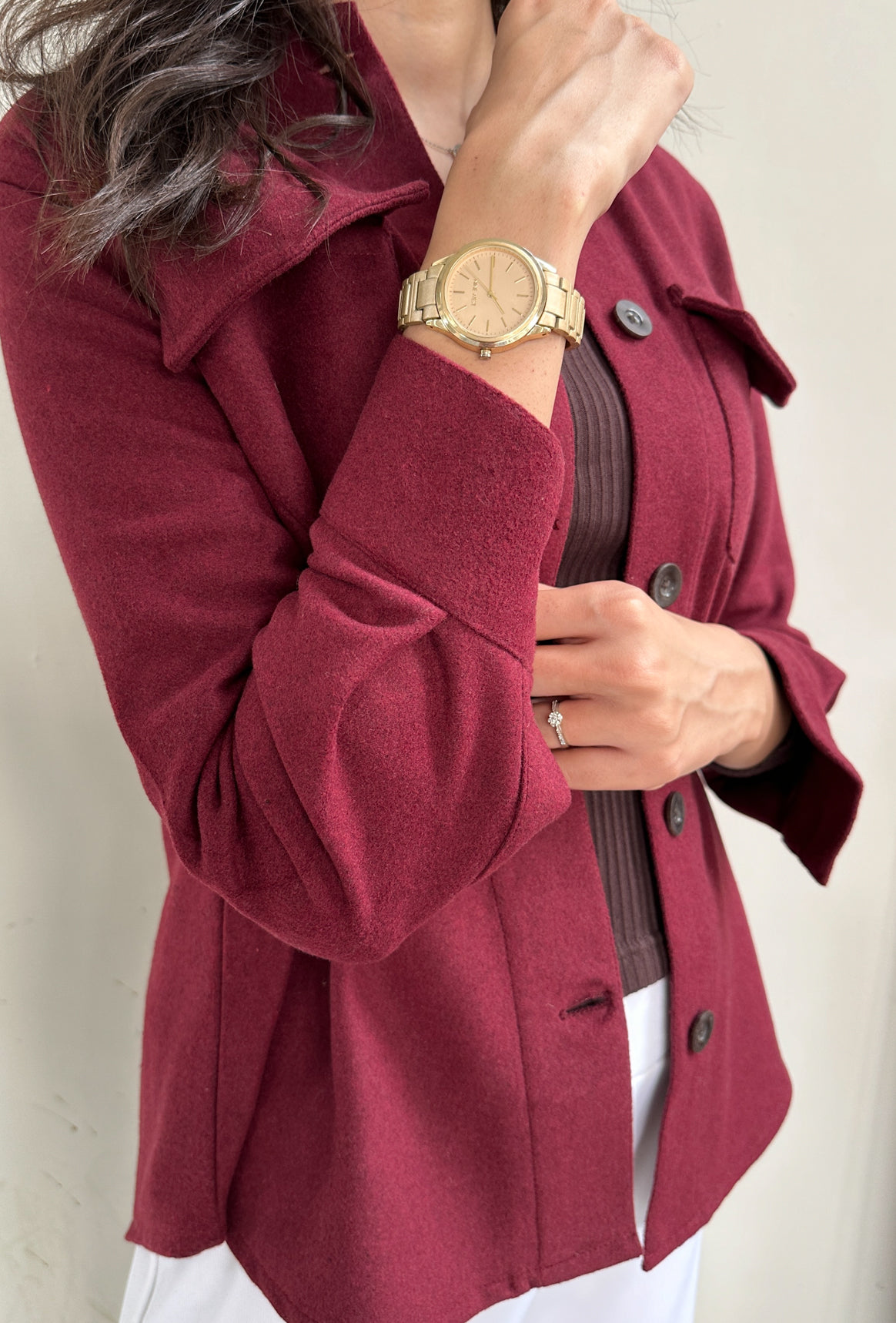 Maroon Wool Shacket