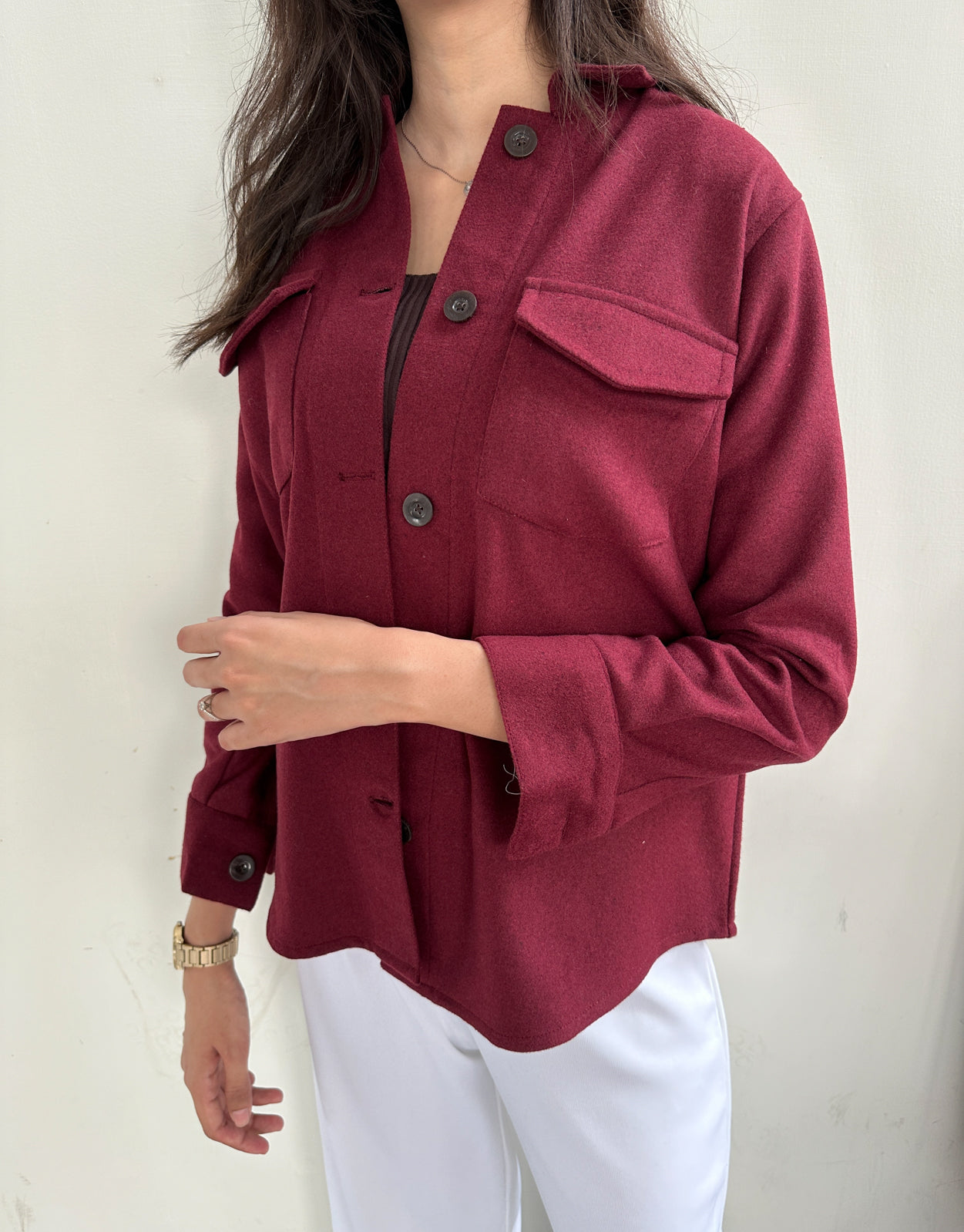 Maroon Wool Shacket