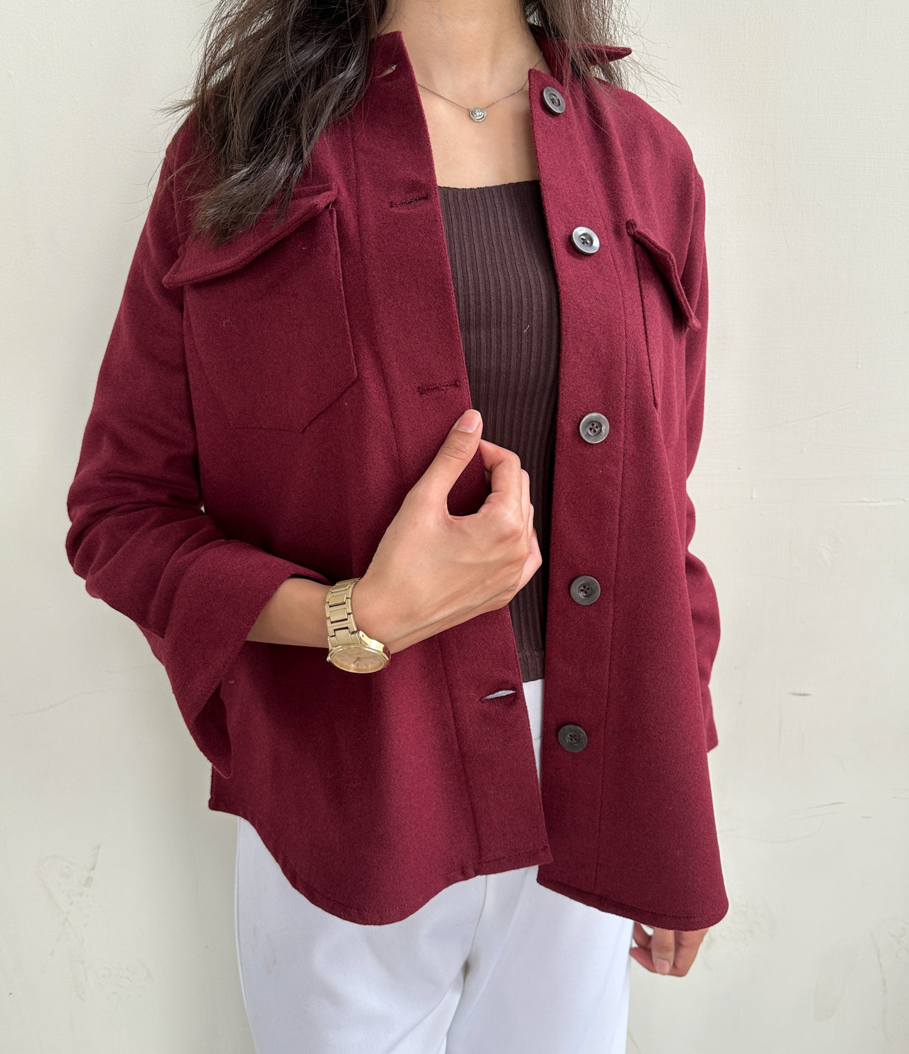 Maroon Wool Shacket