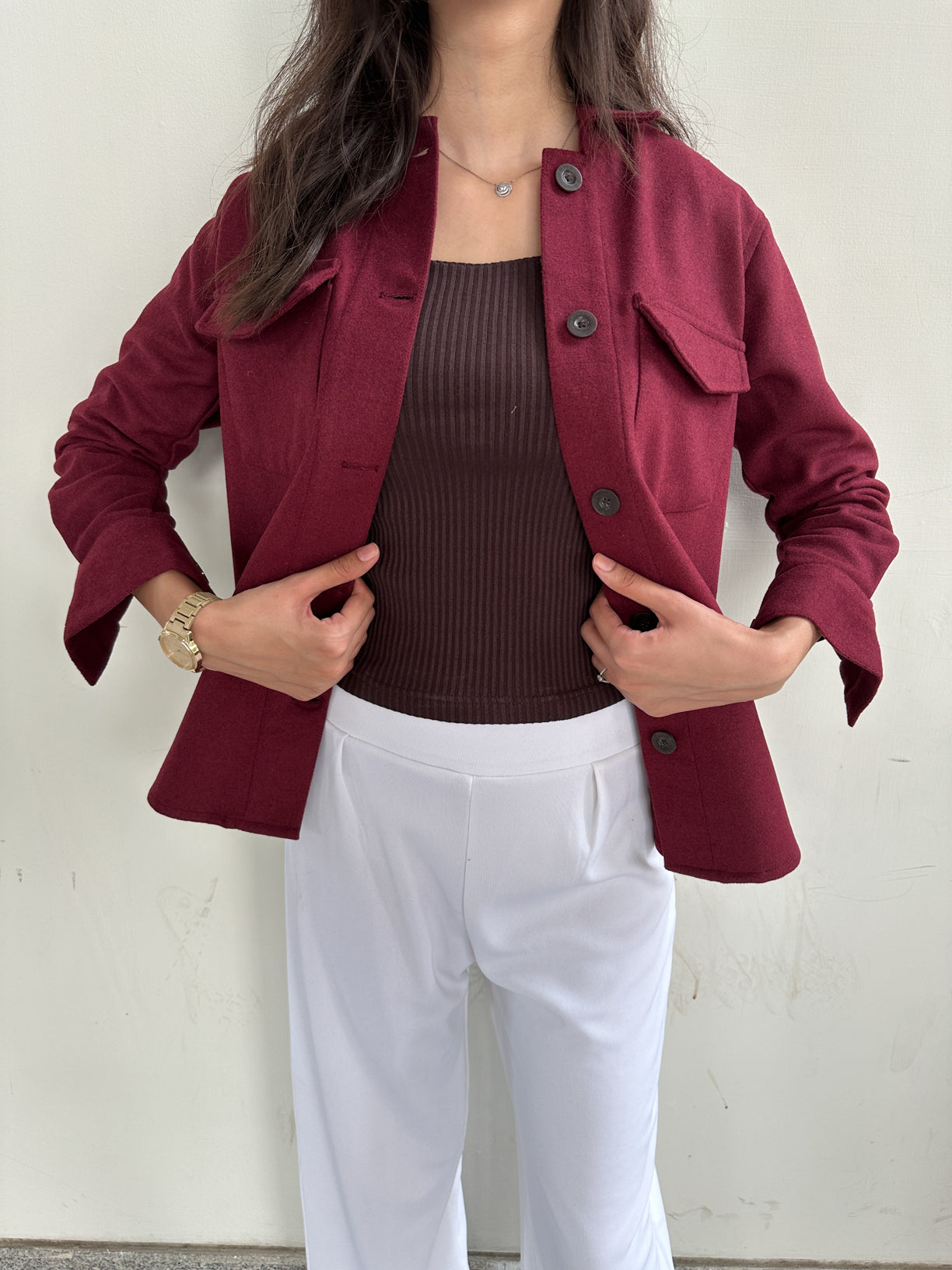Maroon Wool Shacket