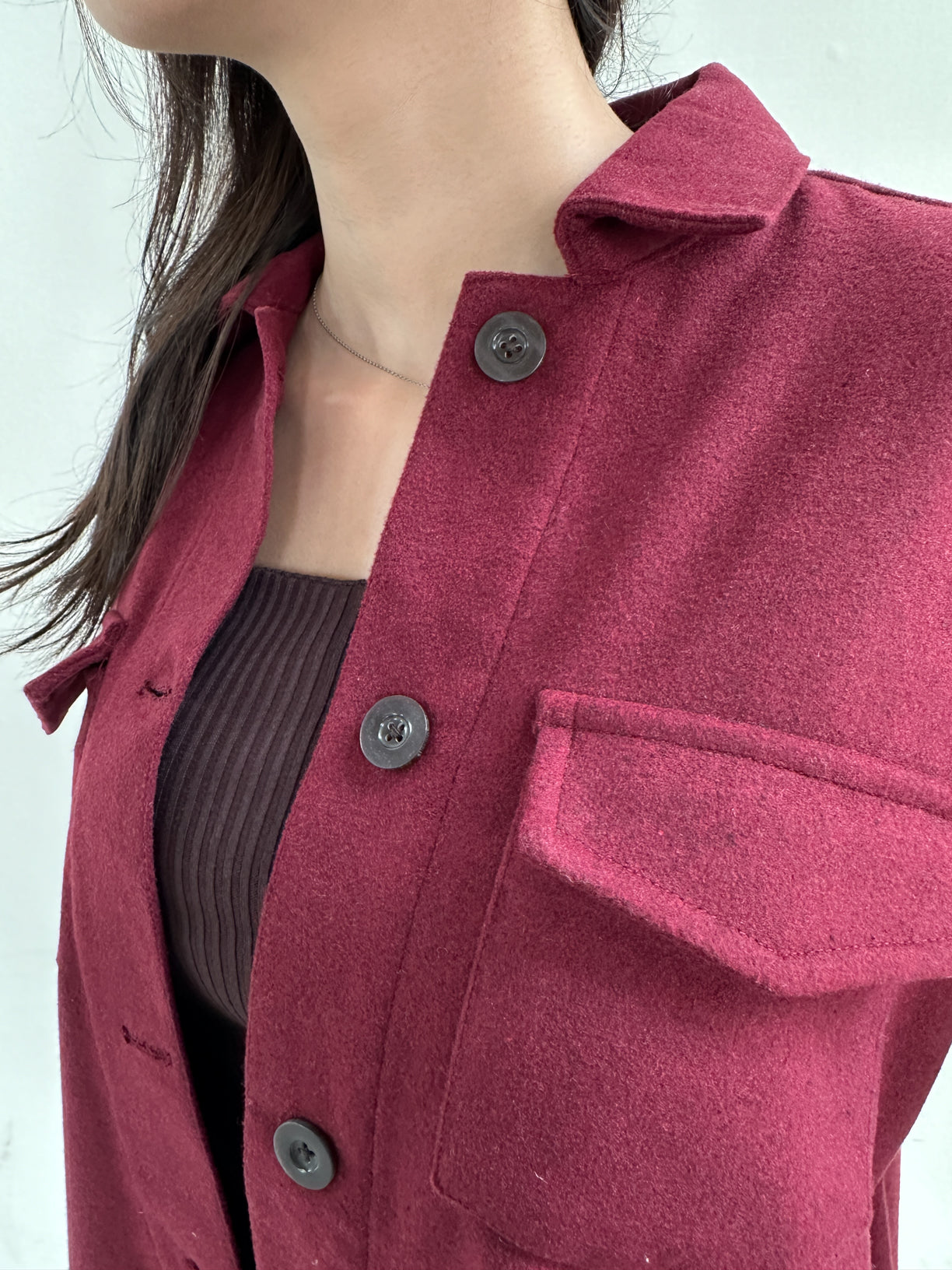 Maroon Wool Shacket