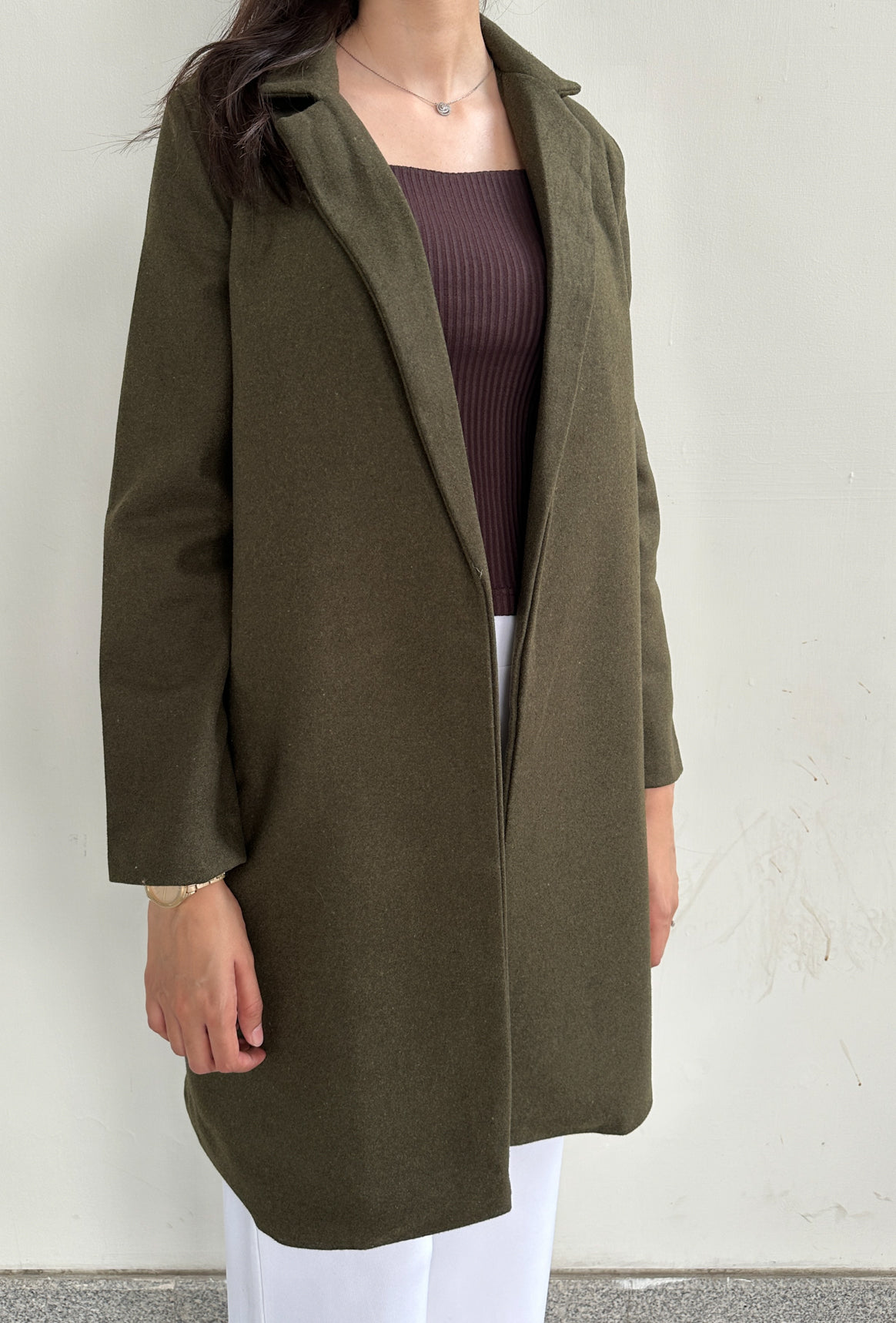 Olive Long Wool Coat