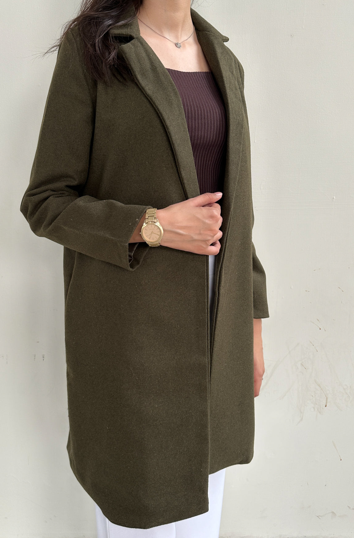 Olive Long Wool Coat
