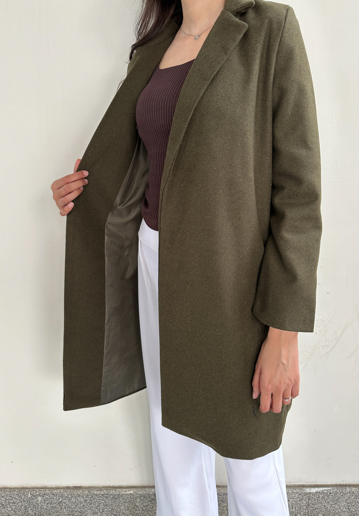 Olive Long Wool Coat