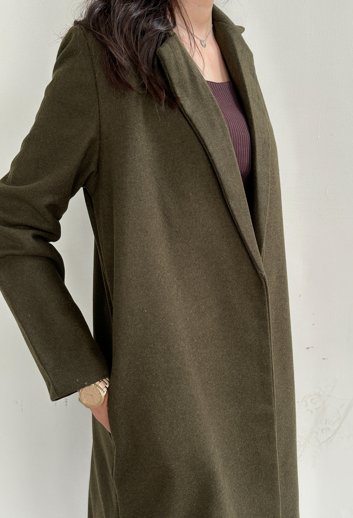 Olive Long Wool Coat