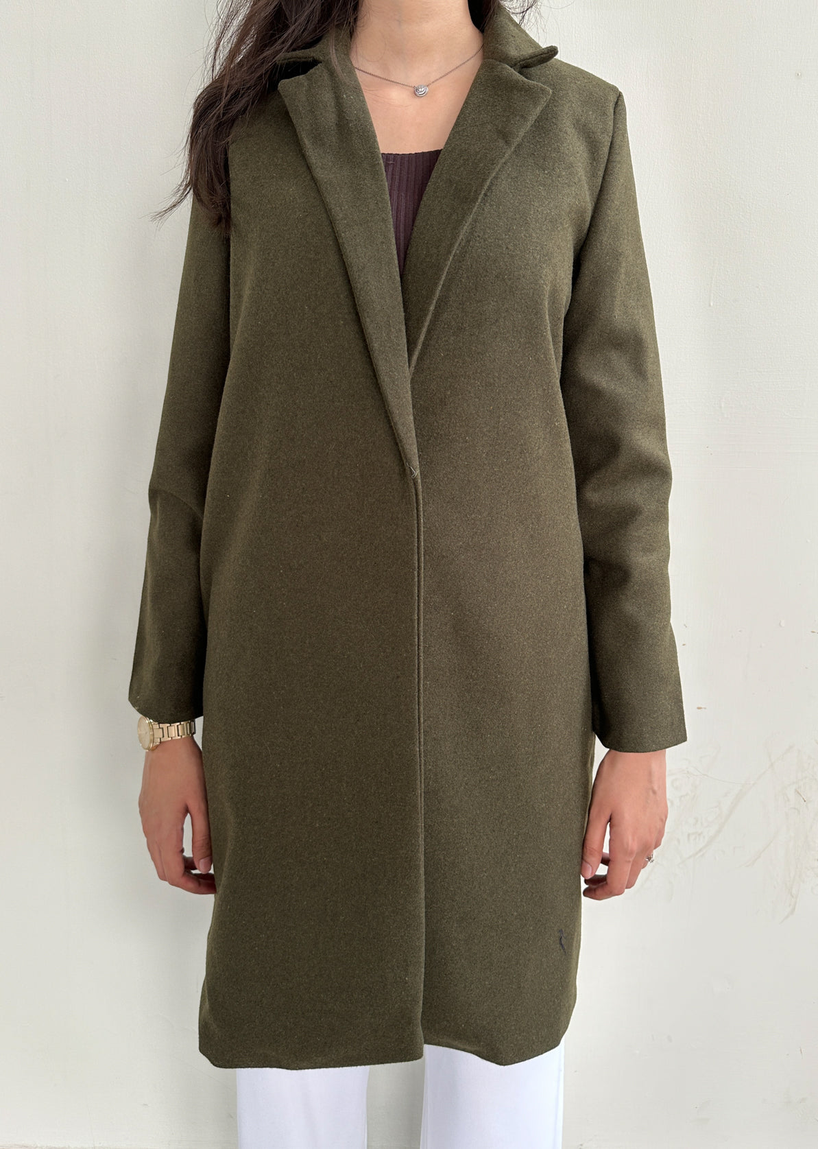 Olive Long Wool Coat
