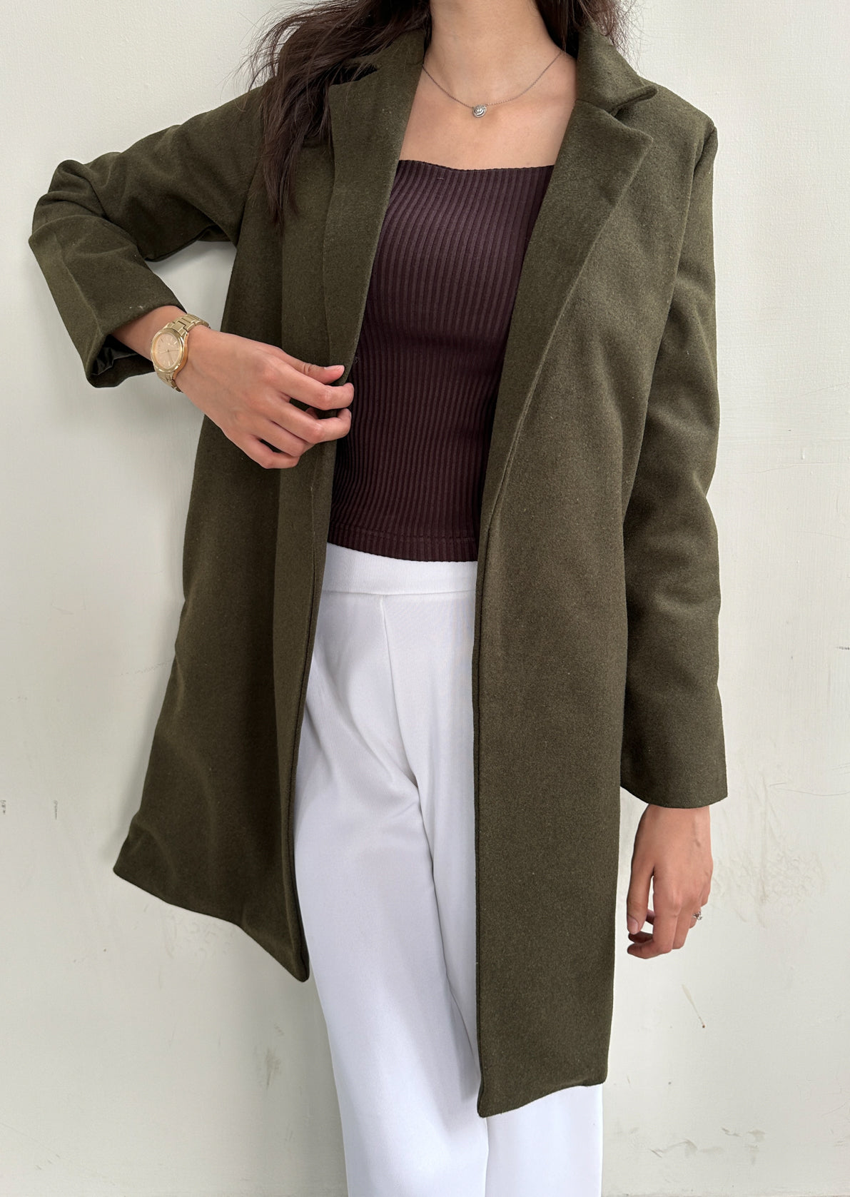 Olive Long Wool Coat