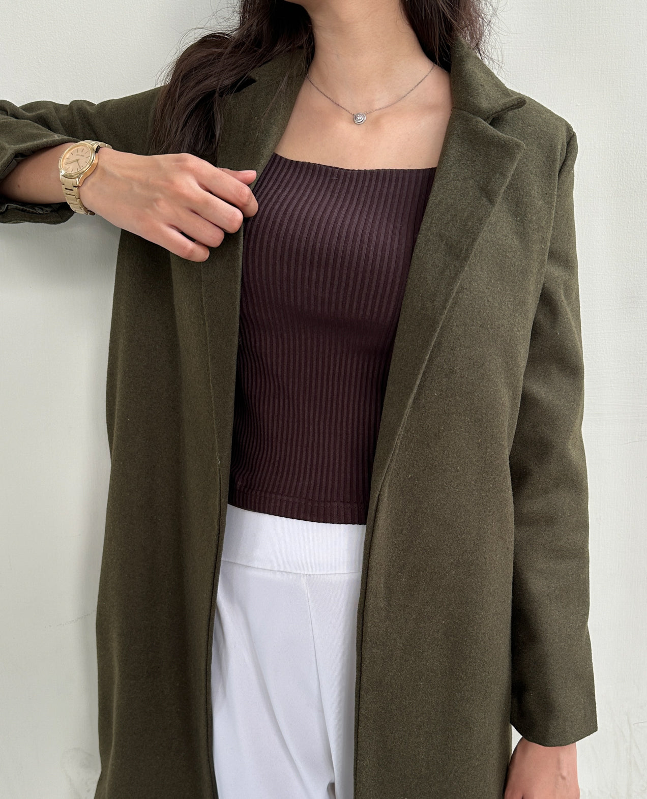 Olive Long Wool Coat