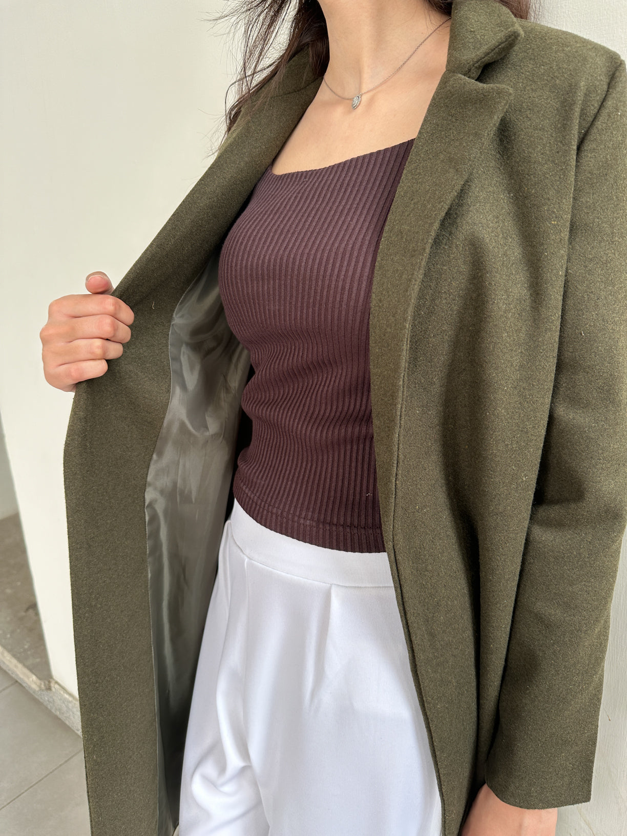 Olive Long Wool Coat