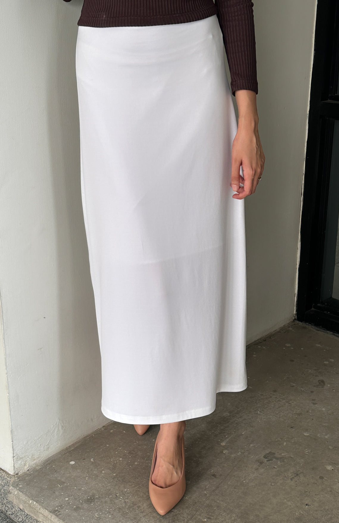 Off White Interlock Knit Skirt
