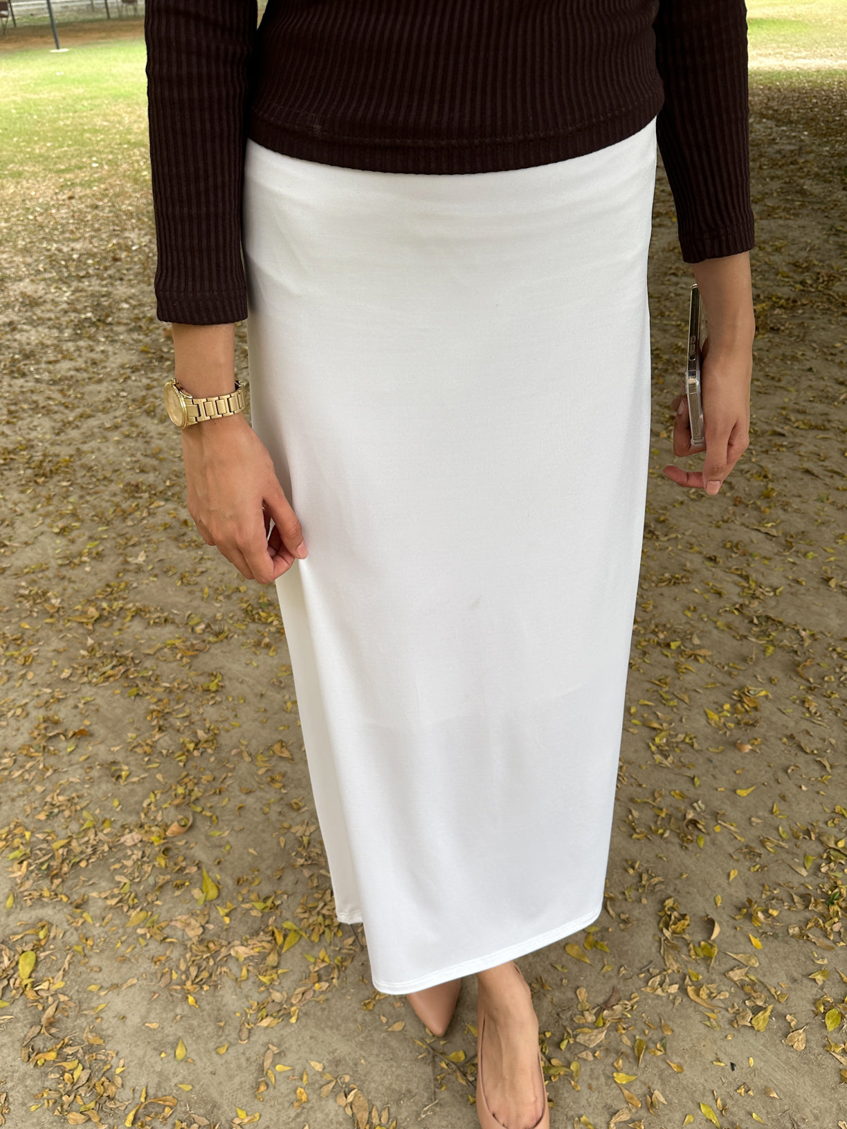 Off White Interlock Knit Skirt