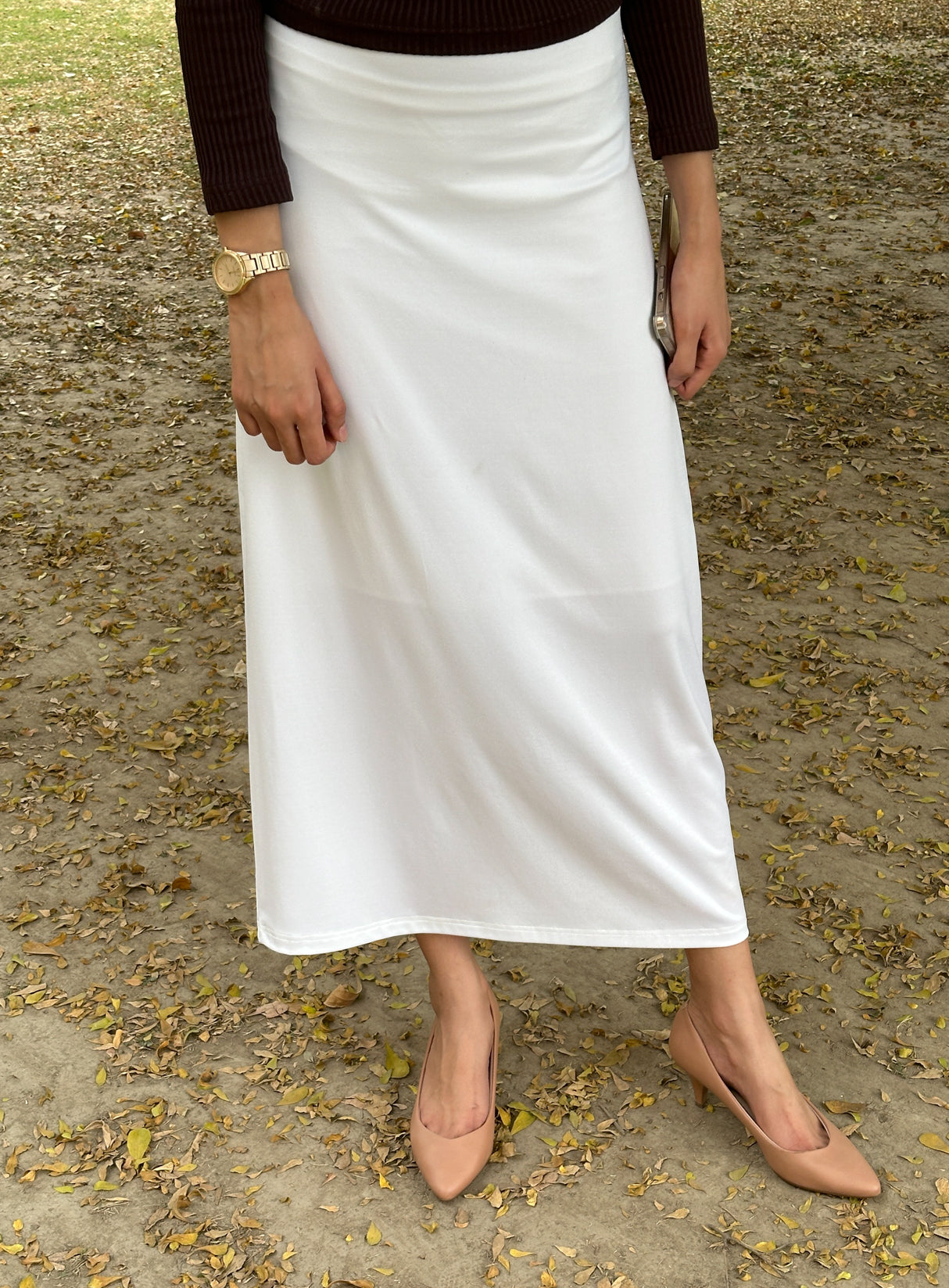 Off White Interlock Knit Skirt