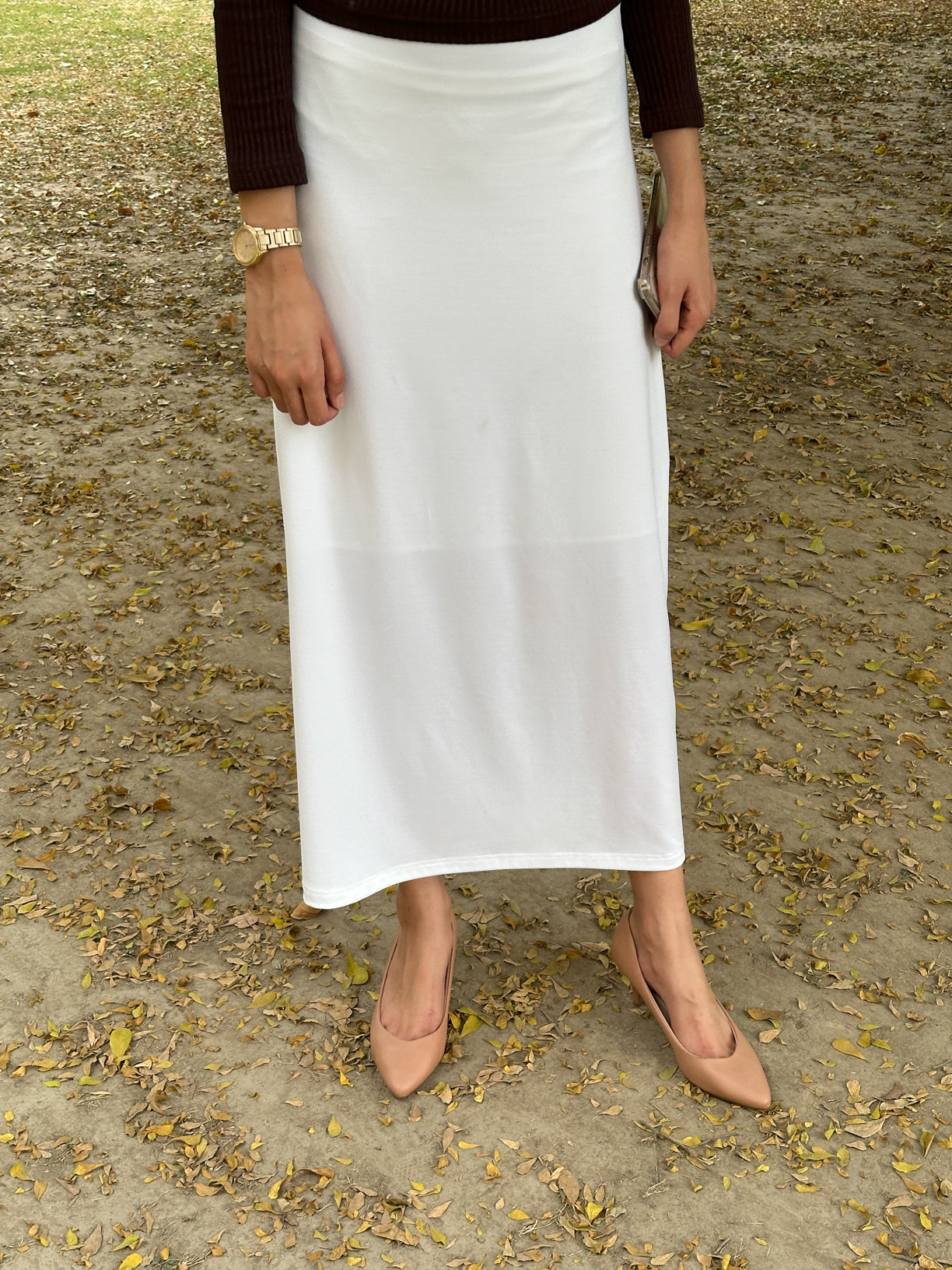Off White Interlock Knit Skirt