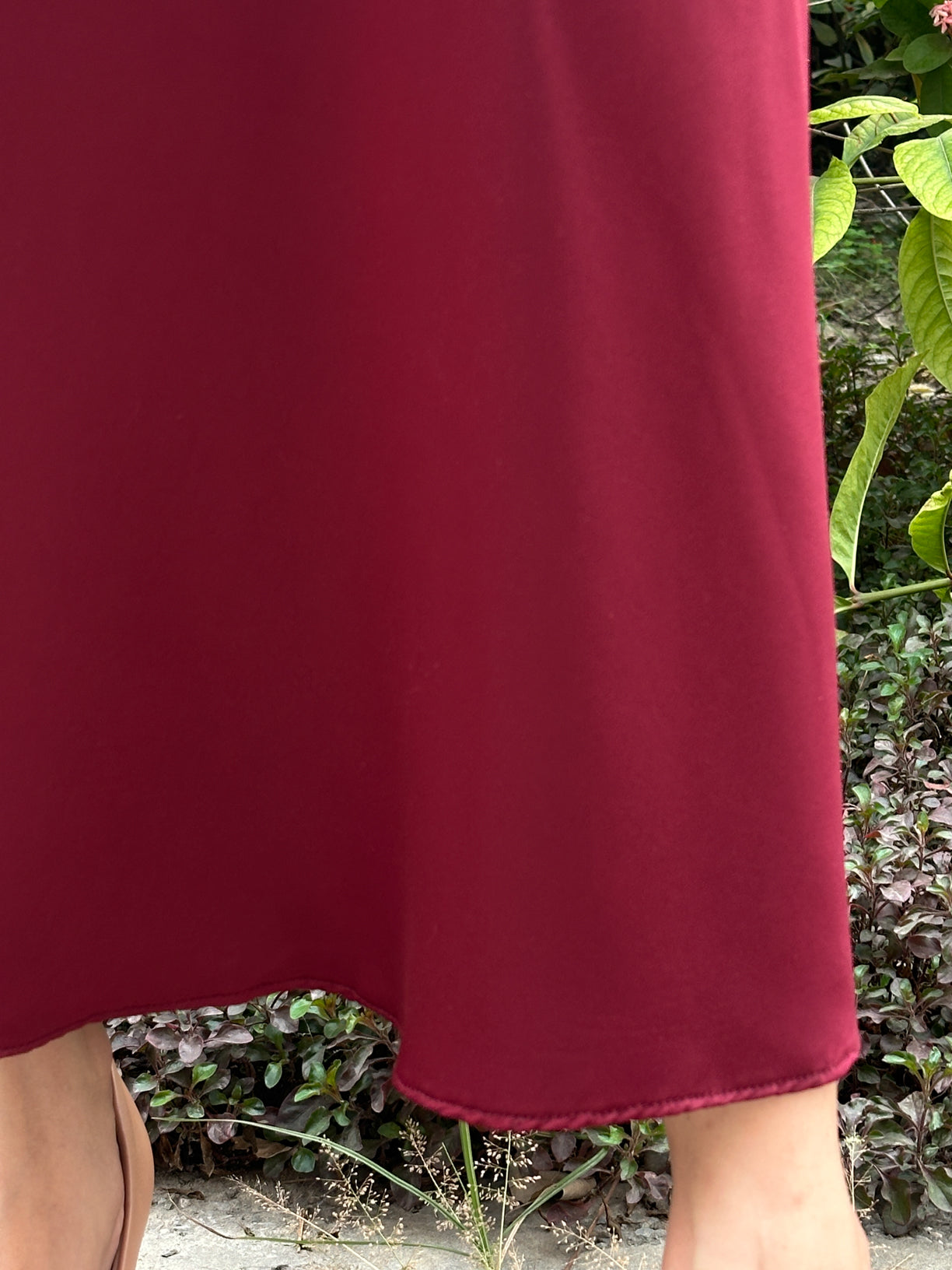 Maroon Satin Silk Skirt