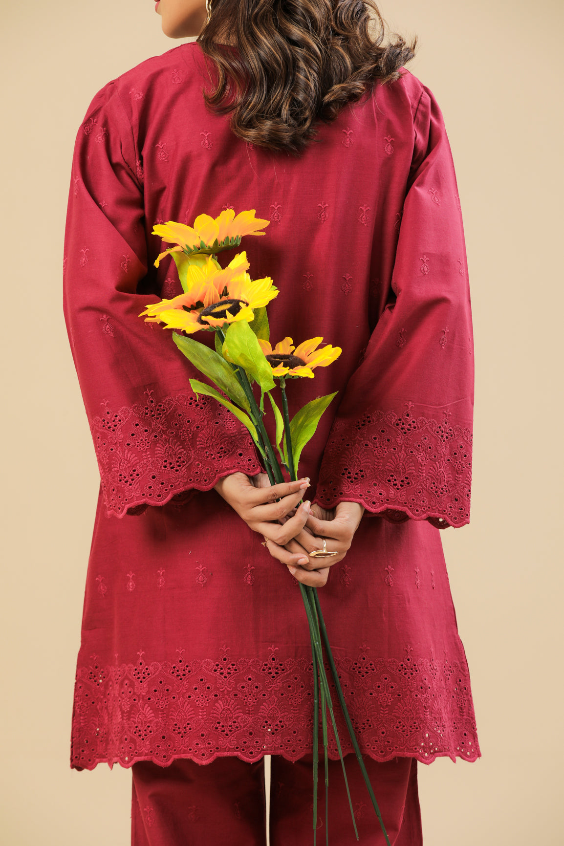 Maroon Chikankari Set