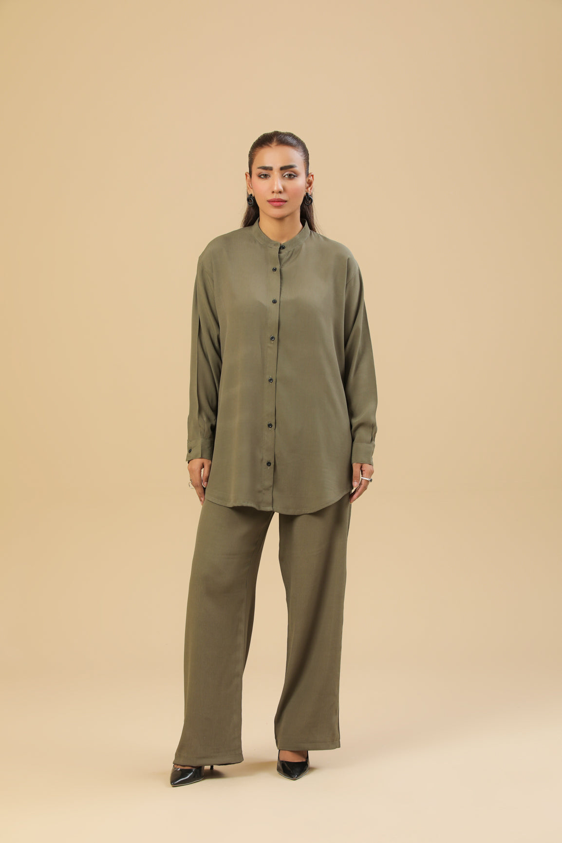 Olive Green Textured Co-ord Set