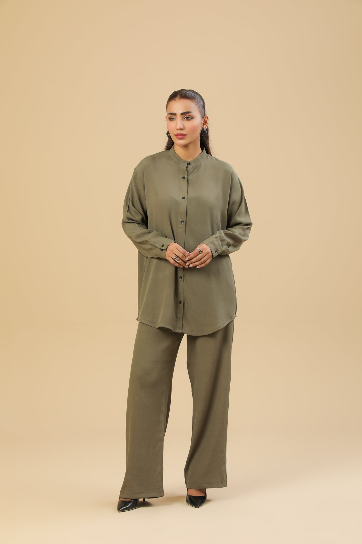 Olive Green Textured Co-ord Set
