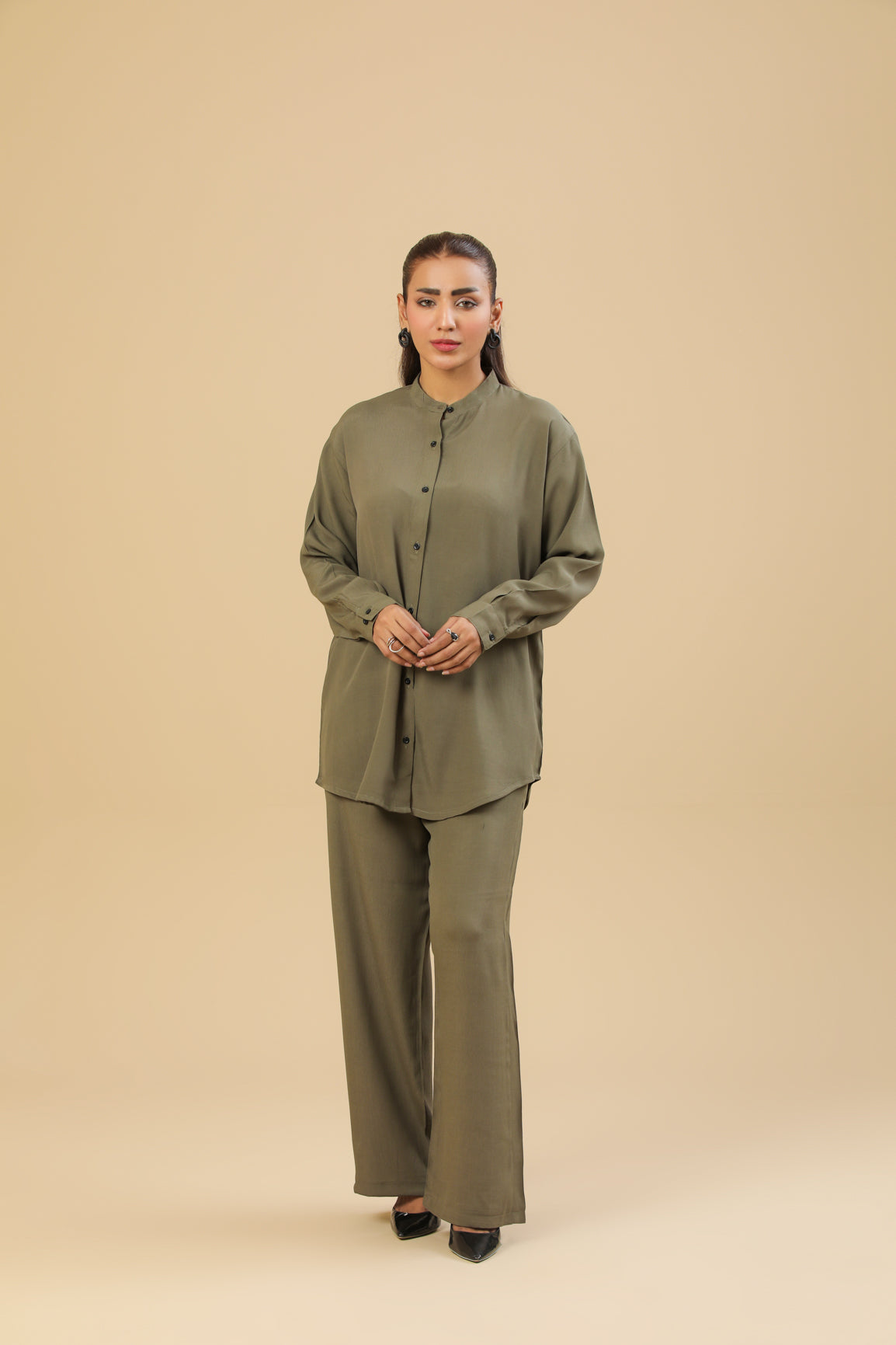 Olive Green Textured Co-ord Set