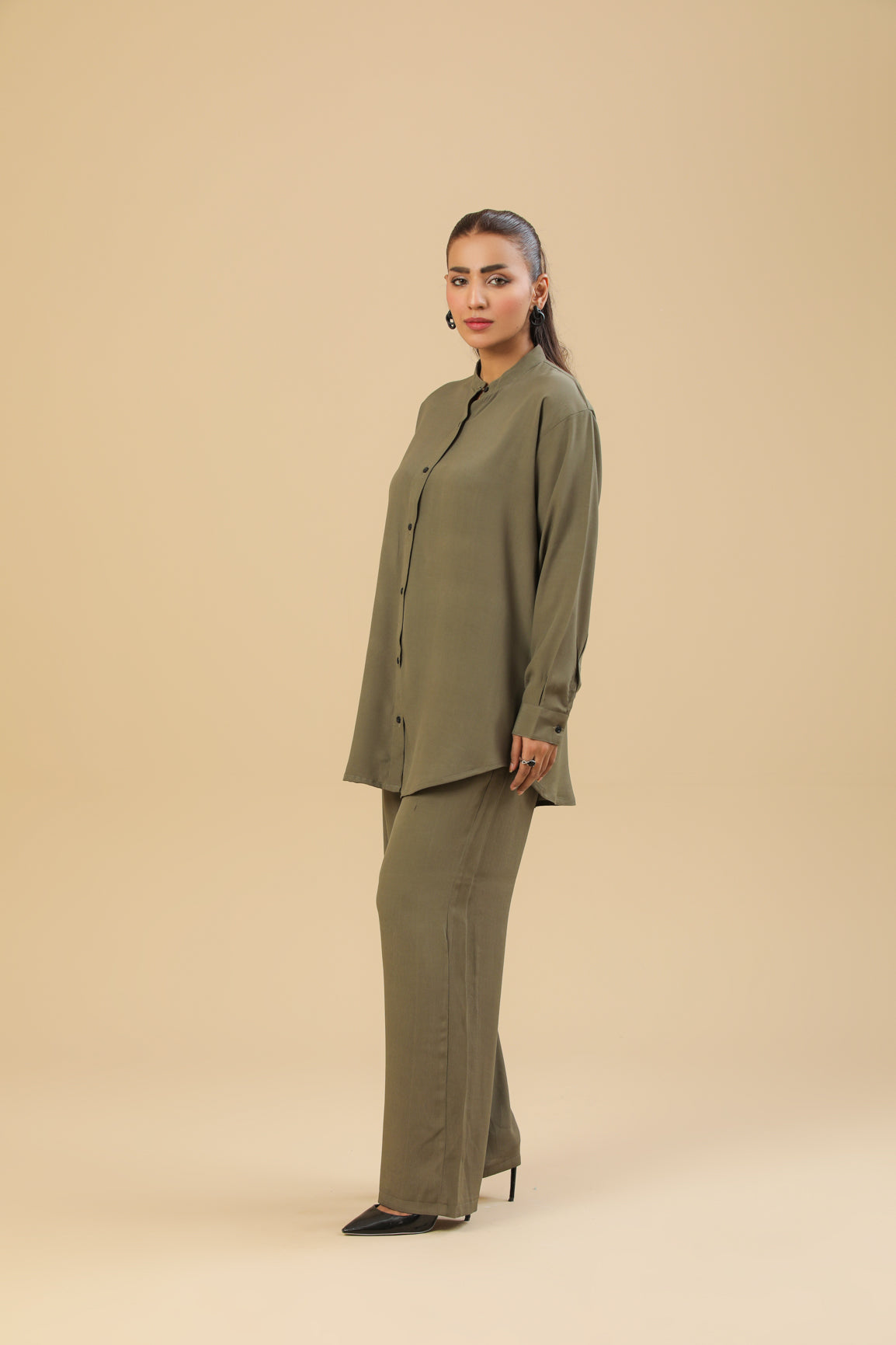Olive Green Textured Co-ord Set