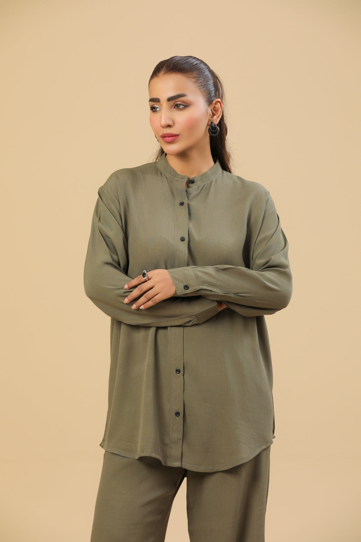 Olive Green Textured Co-ord Set