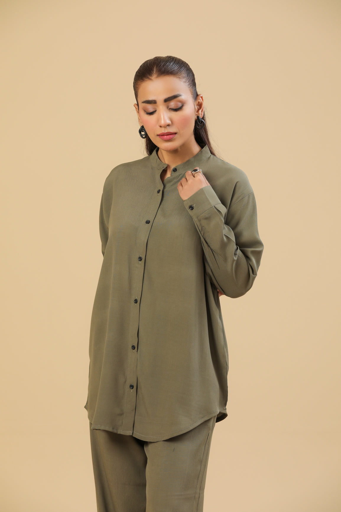 Olive Green Textured Co-ord Set
