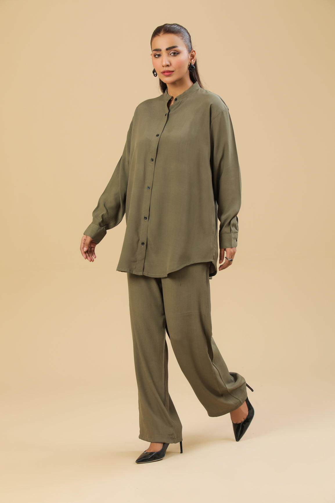 Olive Green Textured Co-ord Set
