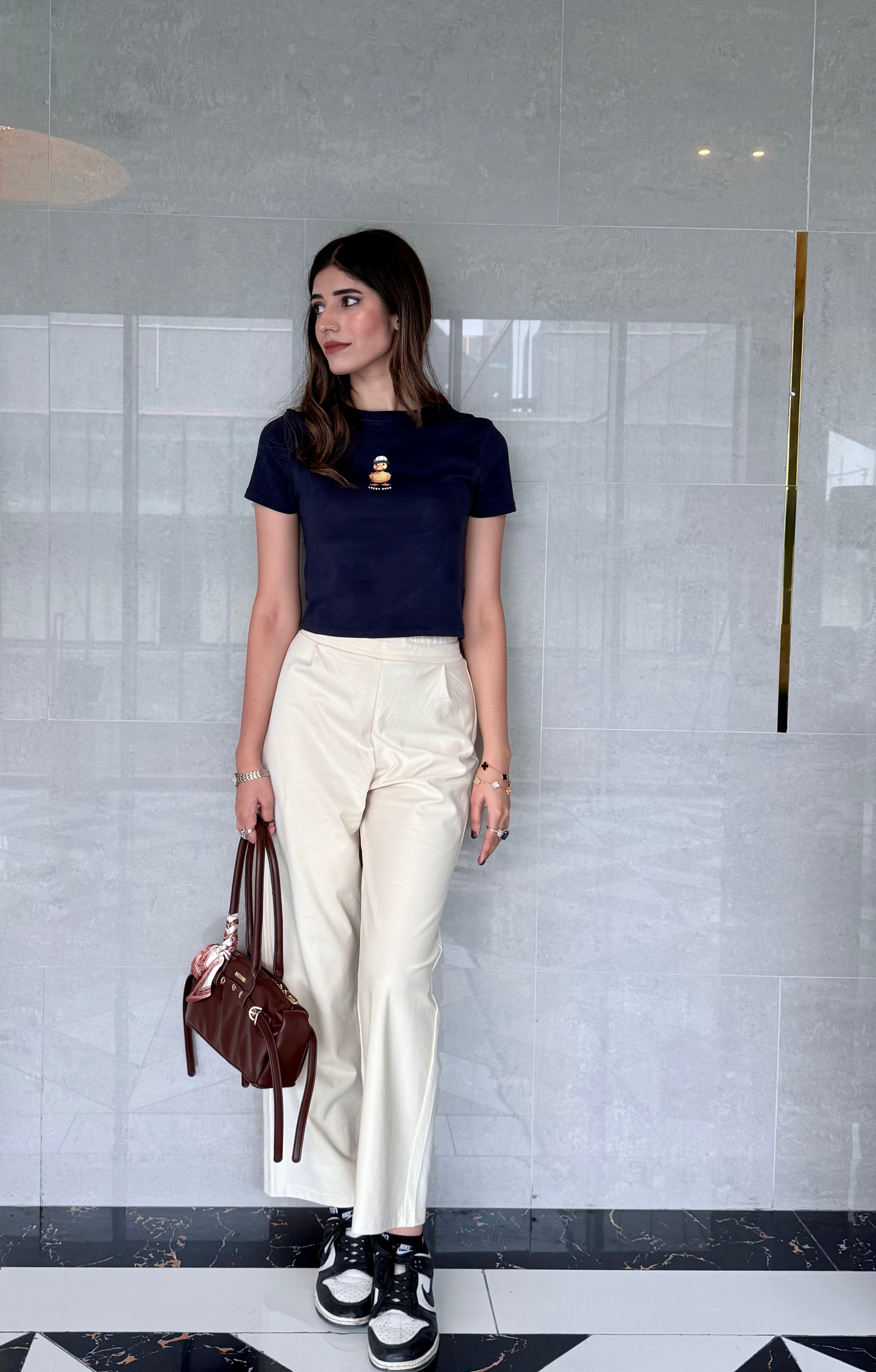 Off White Ribbed Trousers