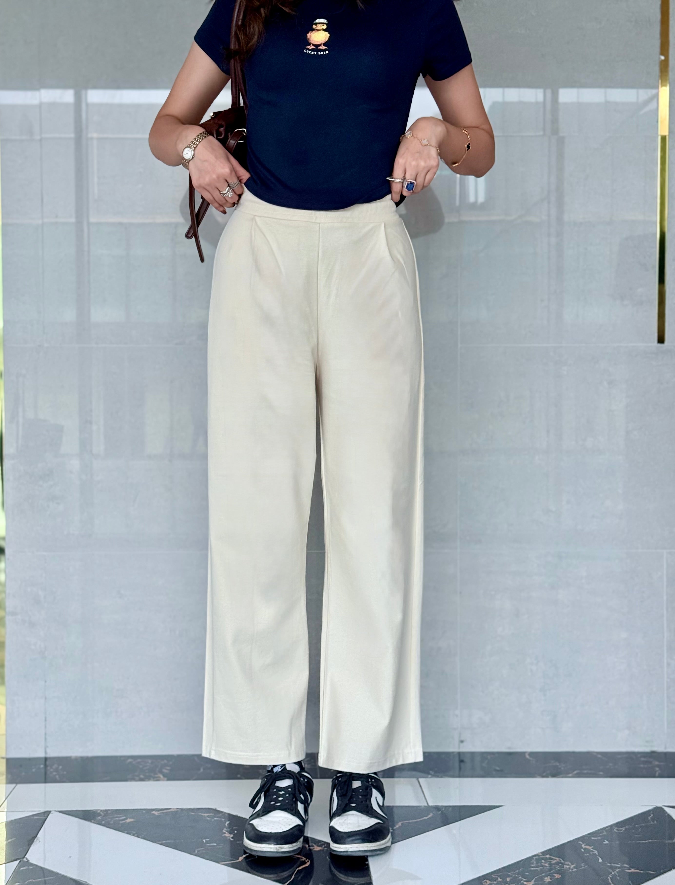 Off White Ribbed Trousers