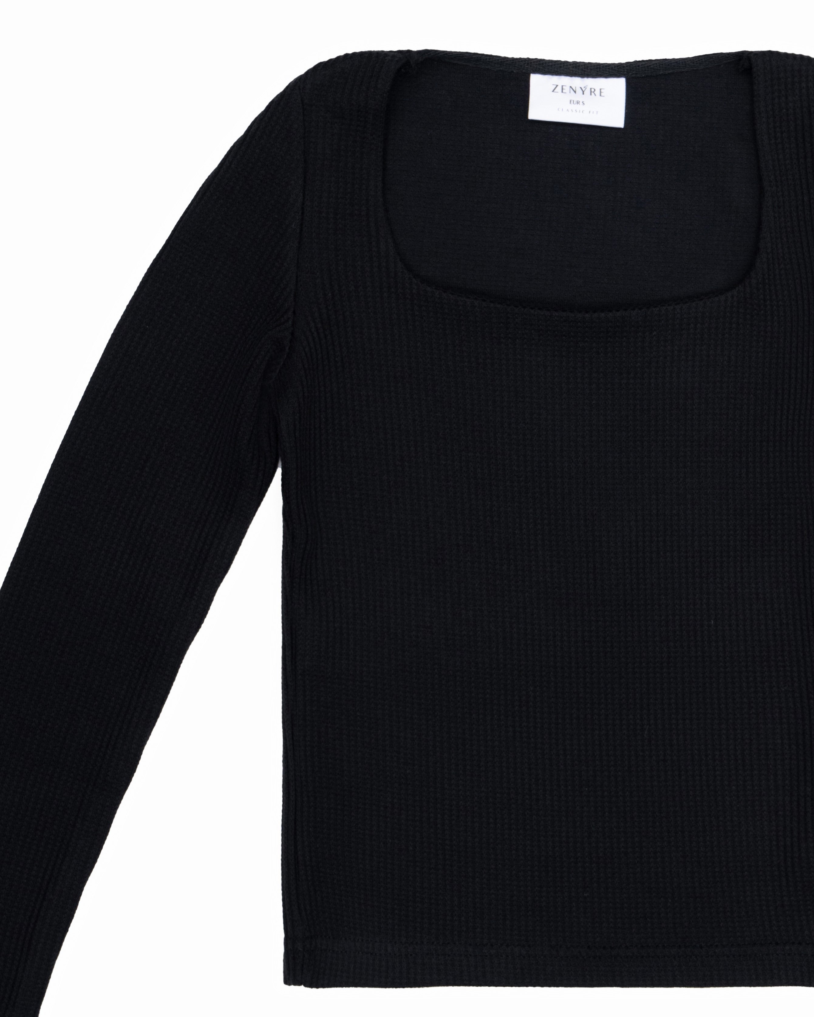 Black Drop Needle Square Neck Top