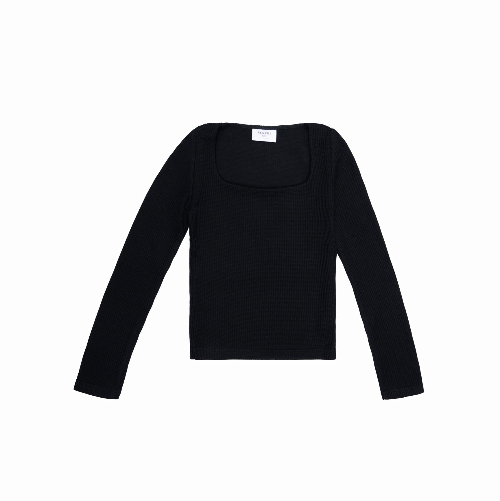 Black Drop Needle Square Neck Top