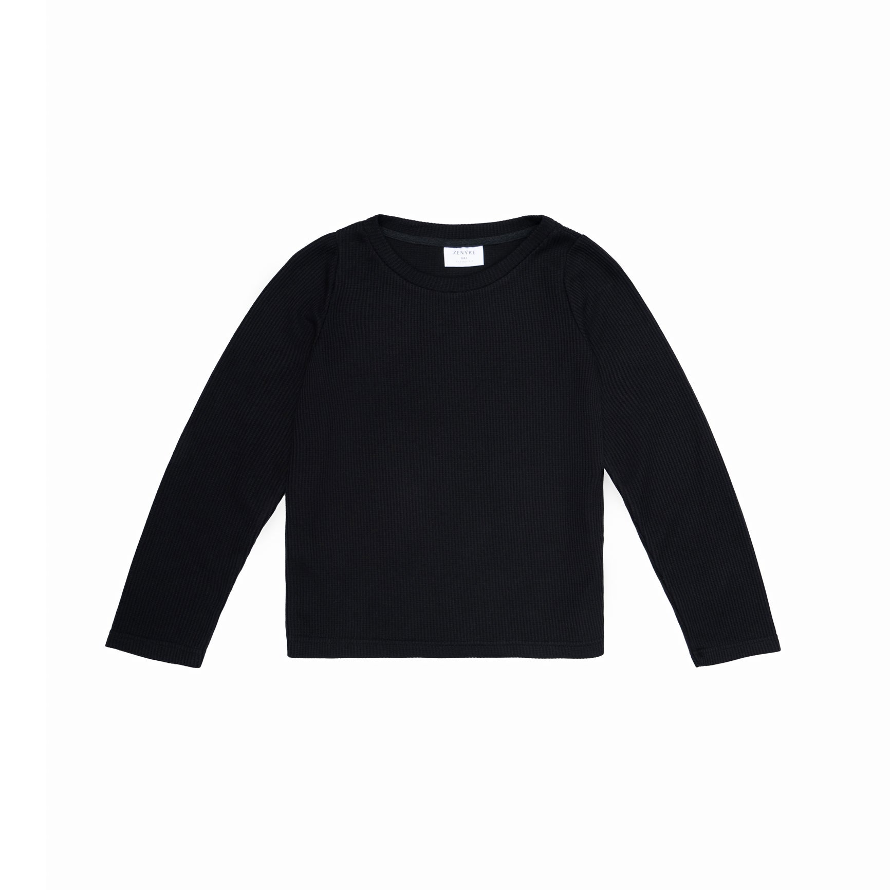 Black Drop Needle Cropped Crew Neck Sweater