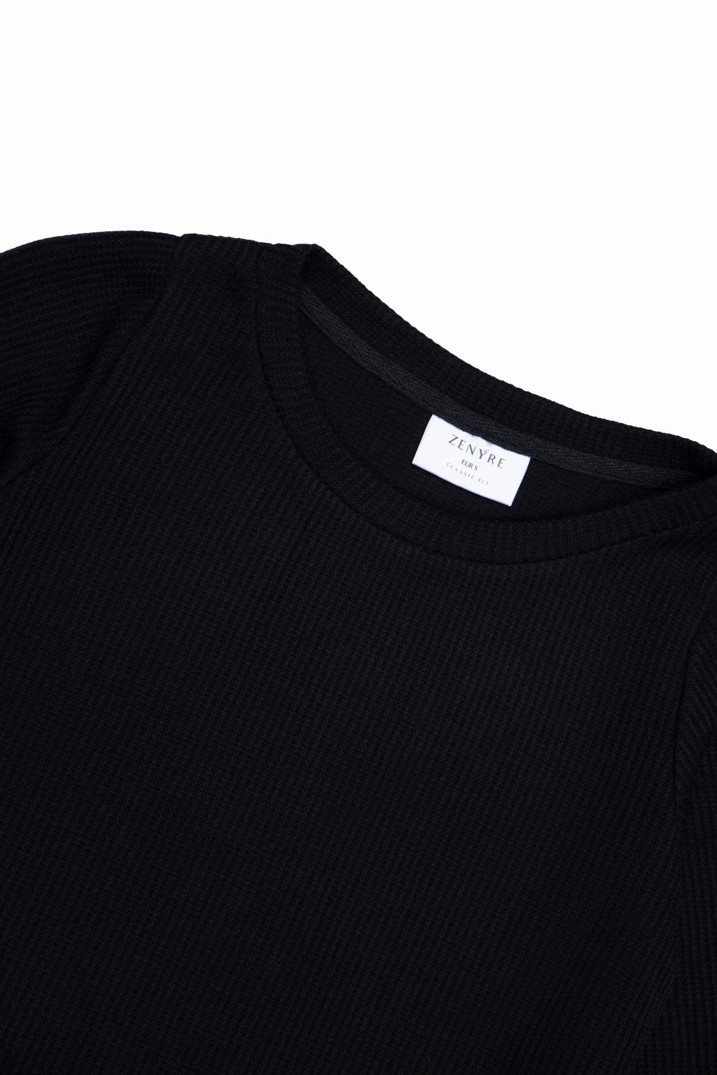 Black Drop Needle Cropped Crew Neck Sweater