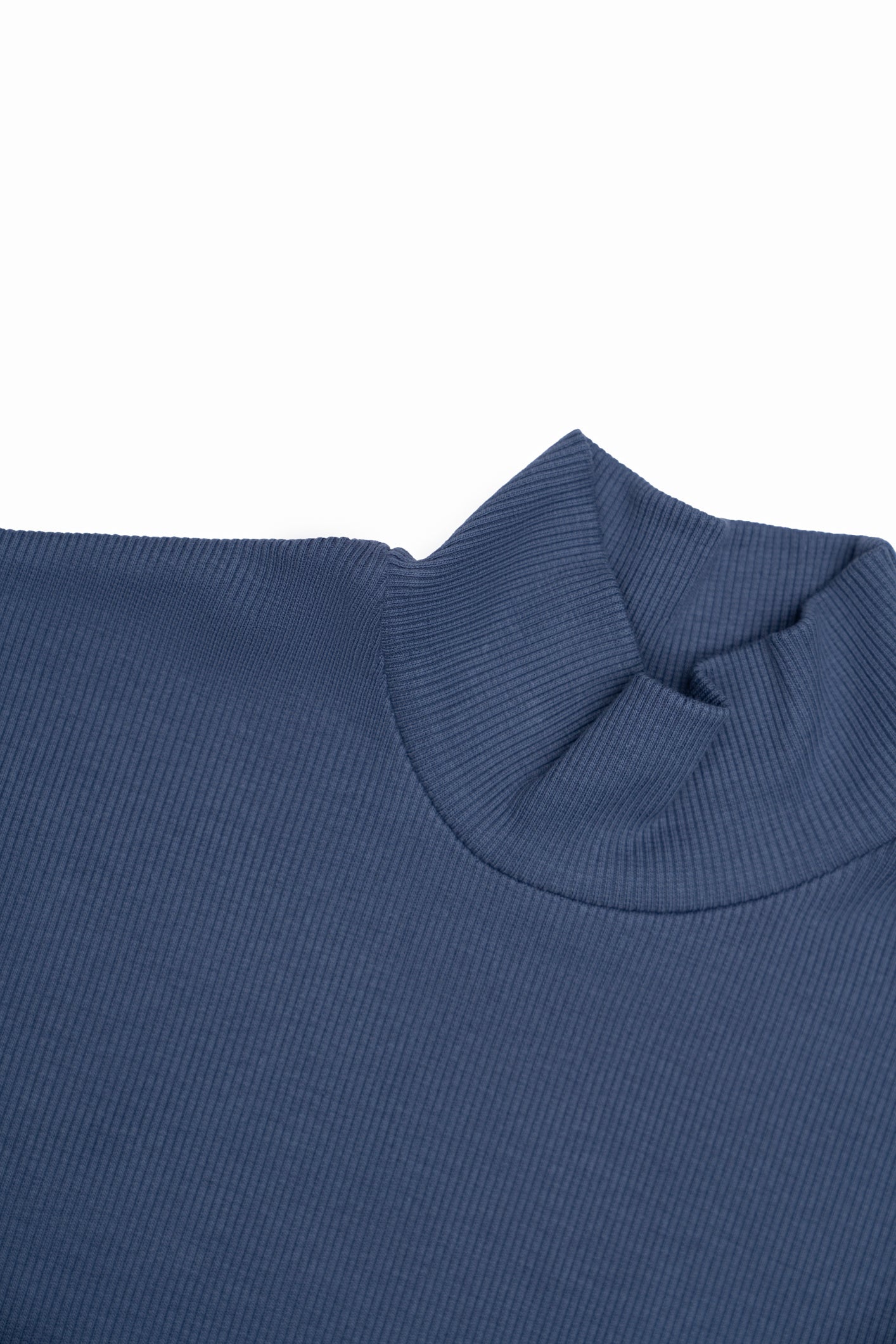 Ribbed Midnight Blue Mock Neck Top