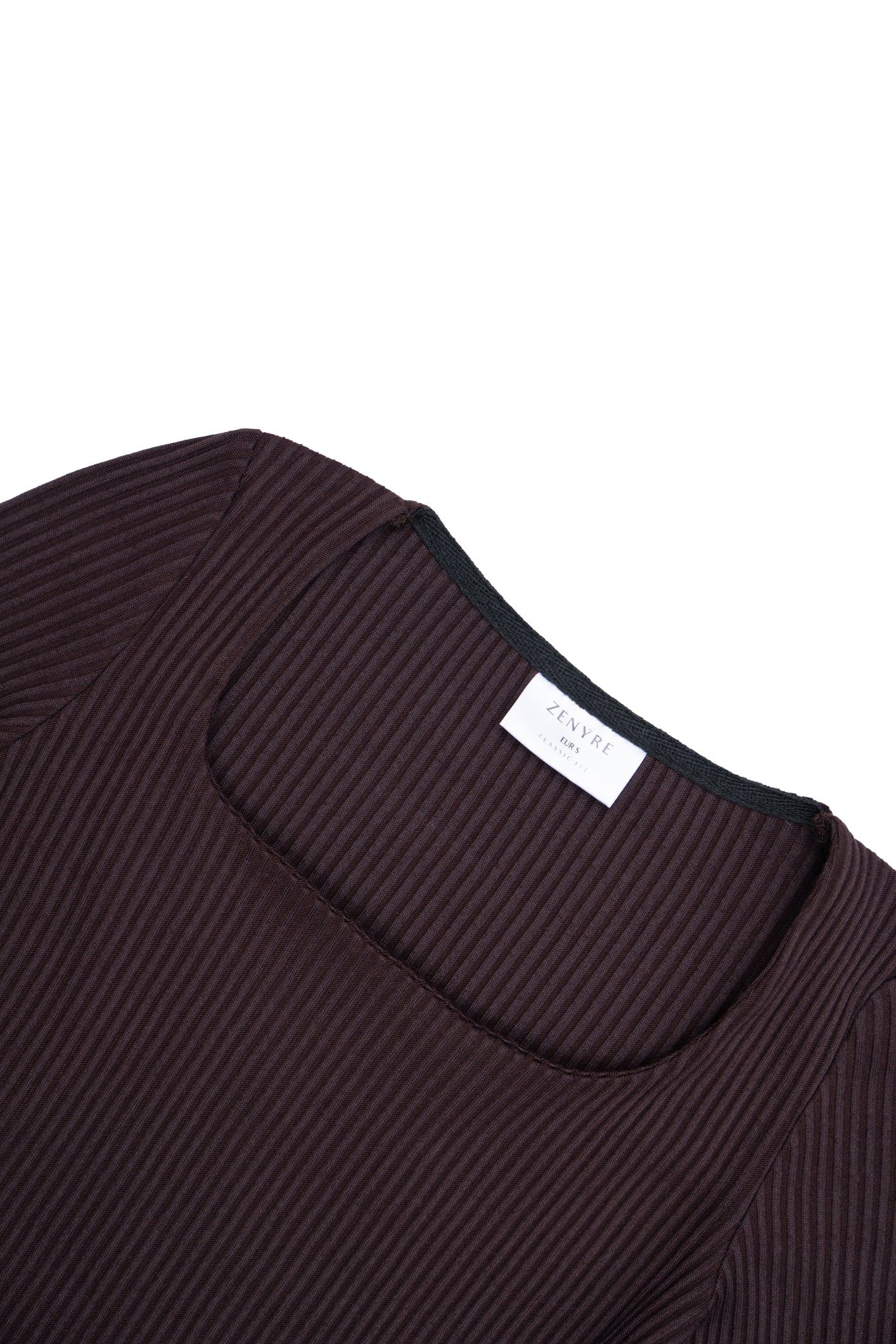 Dark Brown Two-Toned Ribbed Square Neck Top